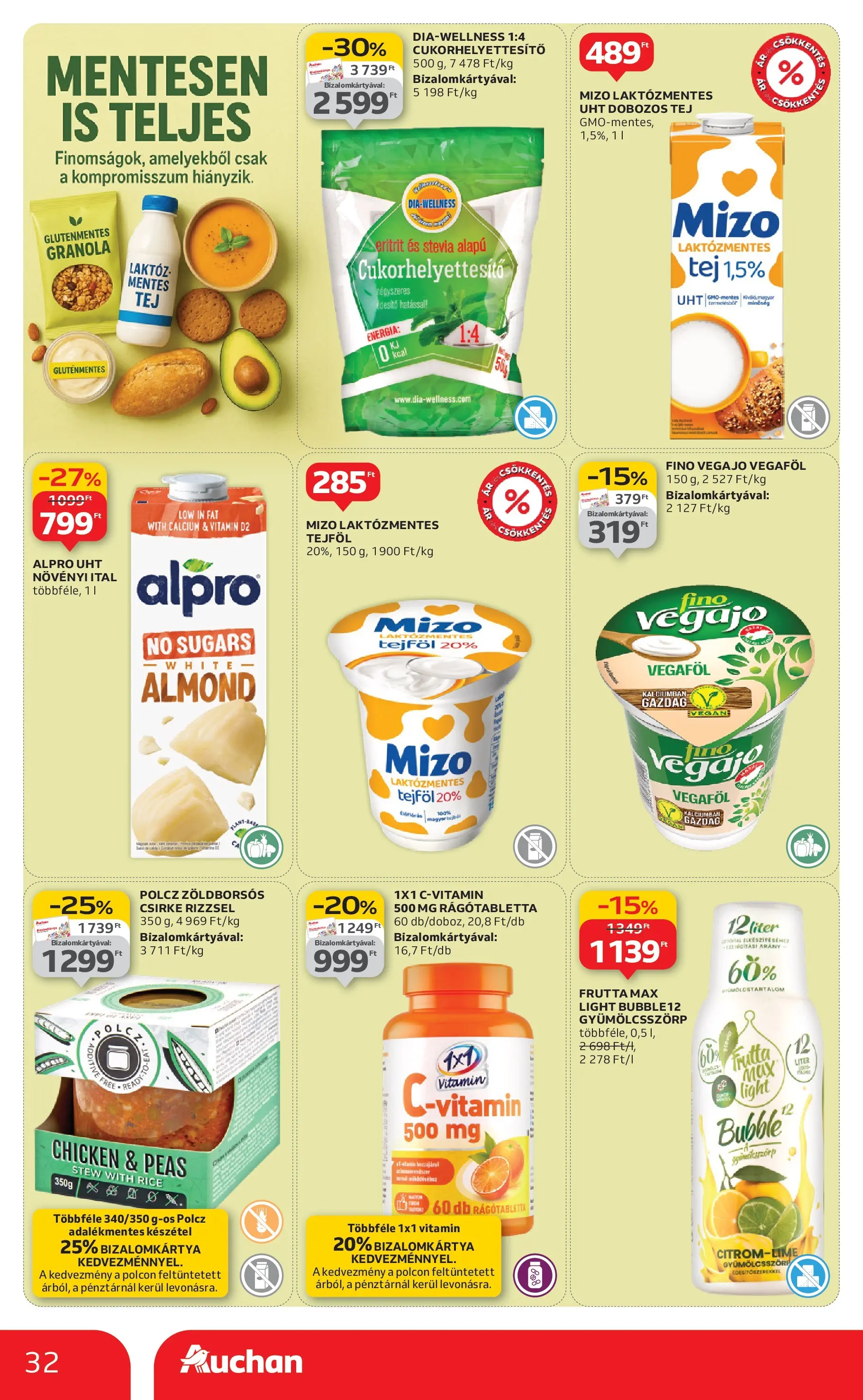Auchan Akciós újság Szeged - 2025.10.09. -tól/töl > akció, lapozható szórólap 🛍️ | Oldal: 32 | Termékek: Granola, Tej, Vegán, Készétel
