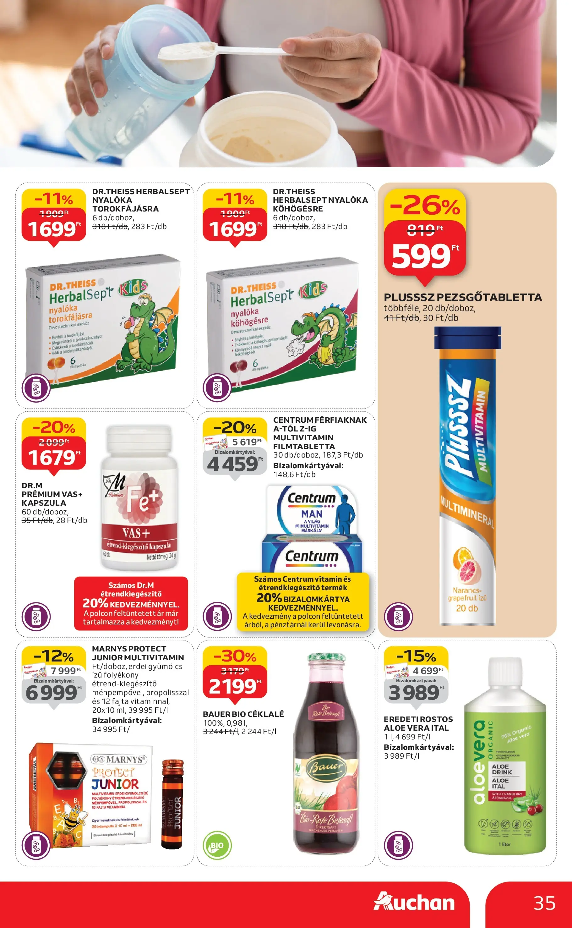 Auchan Akciós újság Szeged - 2025.10.09. -tól/töl > akció, lapozható szórólap 🛍️ | Oldal: 35 | Termékek: Gyümölcs, Nyalóka, Aloe vera ital, Aloe vera