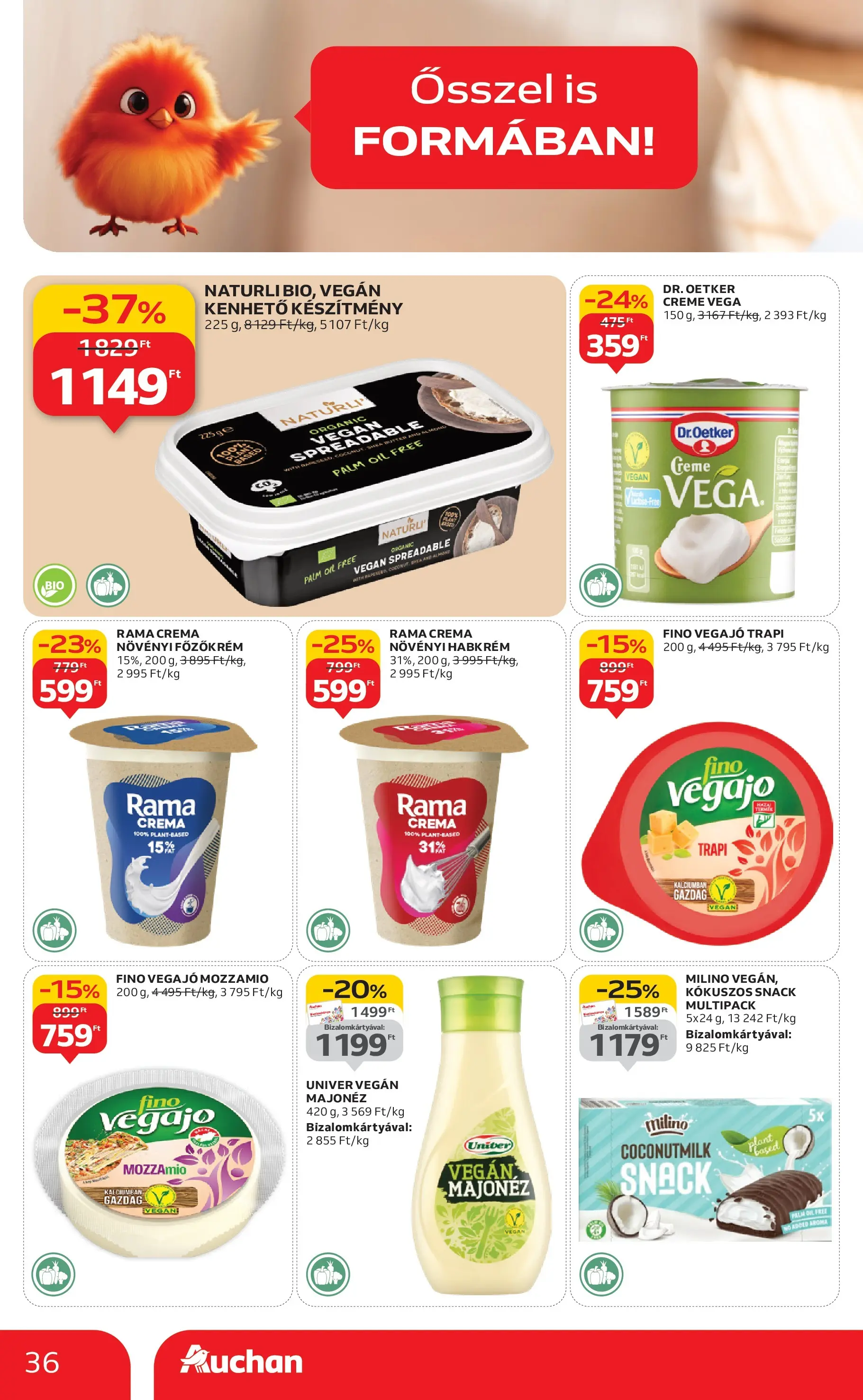 Auchan Akciós újság Szeged - 2025.10.09. -tól/töl > akció, lapozható szórólap 🛍️ | Oldal: 36 | Termékek: Rama, Vegán, Majonéz
