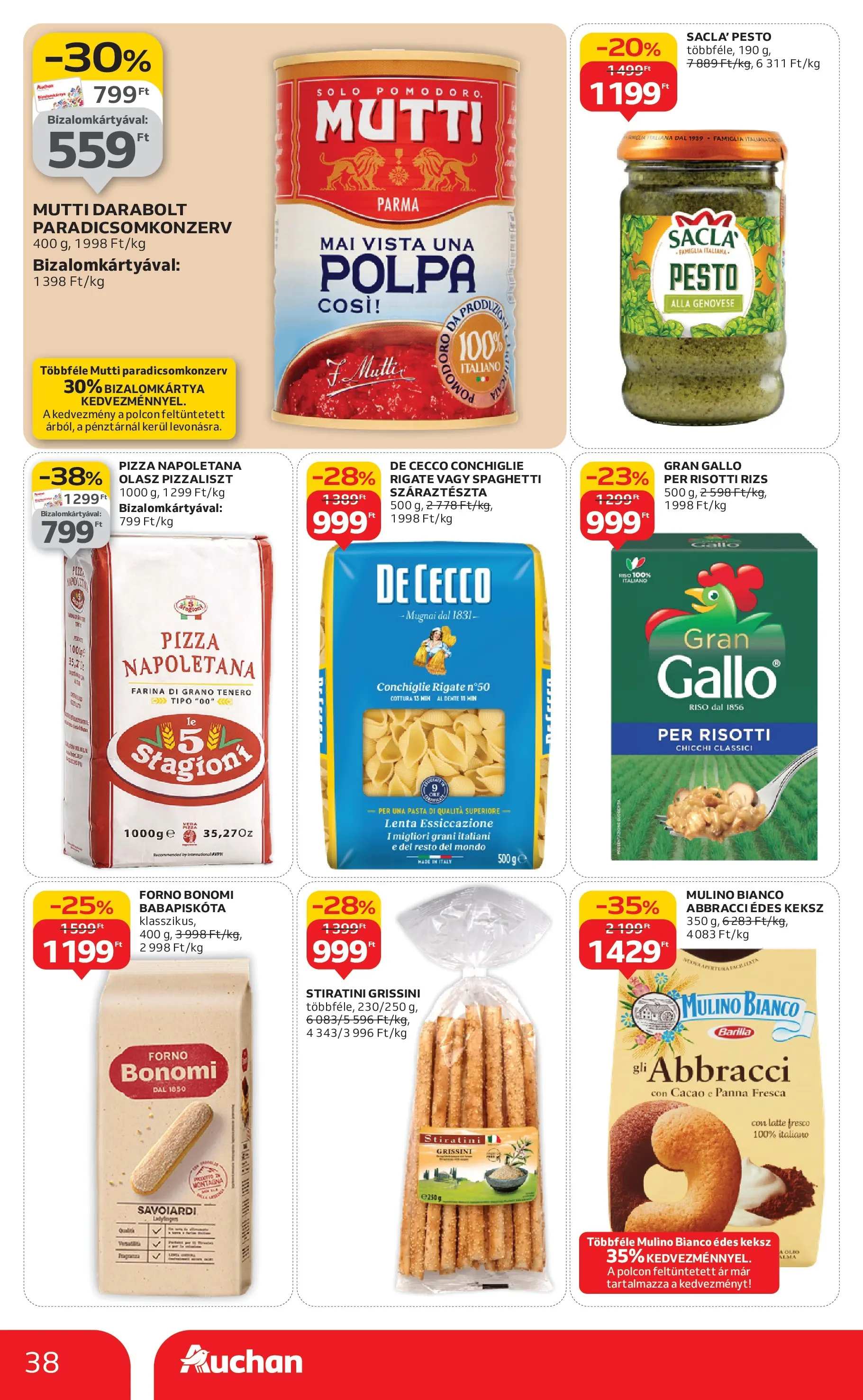 Auchan Akciós újság Szeged - 2025.10.09. -tól/töl > akció, lapozható szórólap 🛍️ | Oldal: 38 | Termékek: Pesto, Grissini, Száraztészta, Keksz