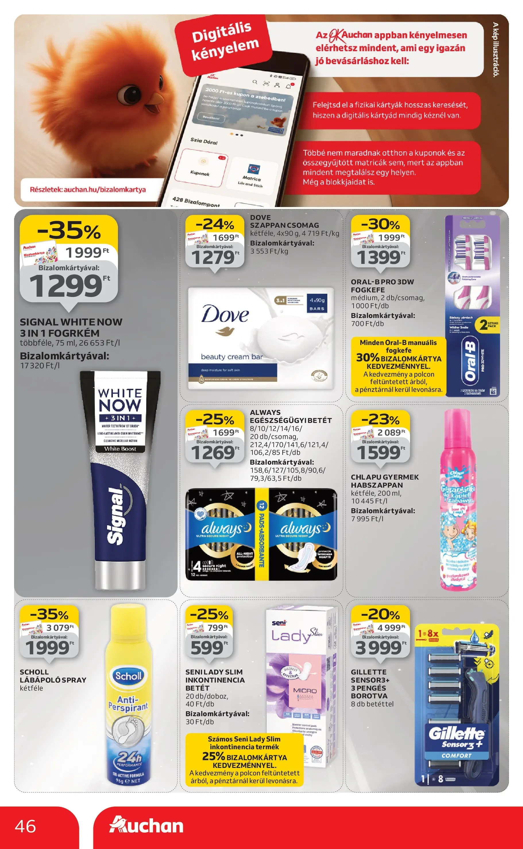 Auchan Akciós újság Szeged - 2025.10.09. -tól/töl > akció, lapozható szórólap 🛍️ | Oldal: 46 | Termékek: Borotva, Szappan, Fogkefe