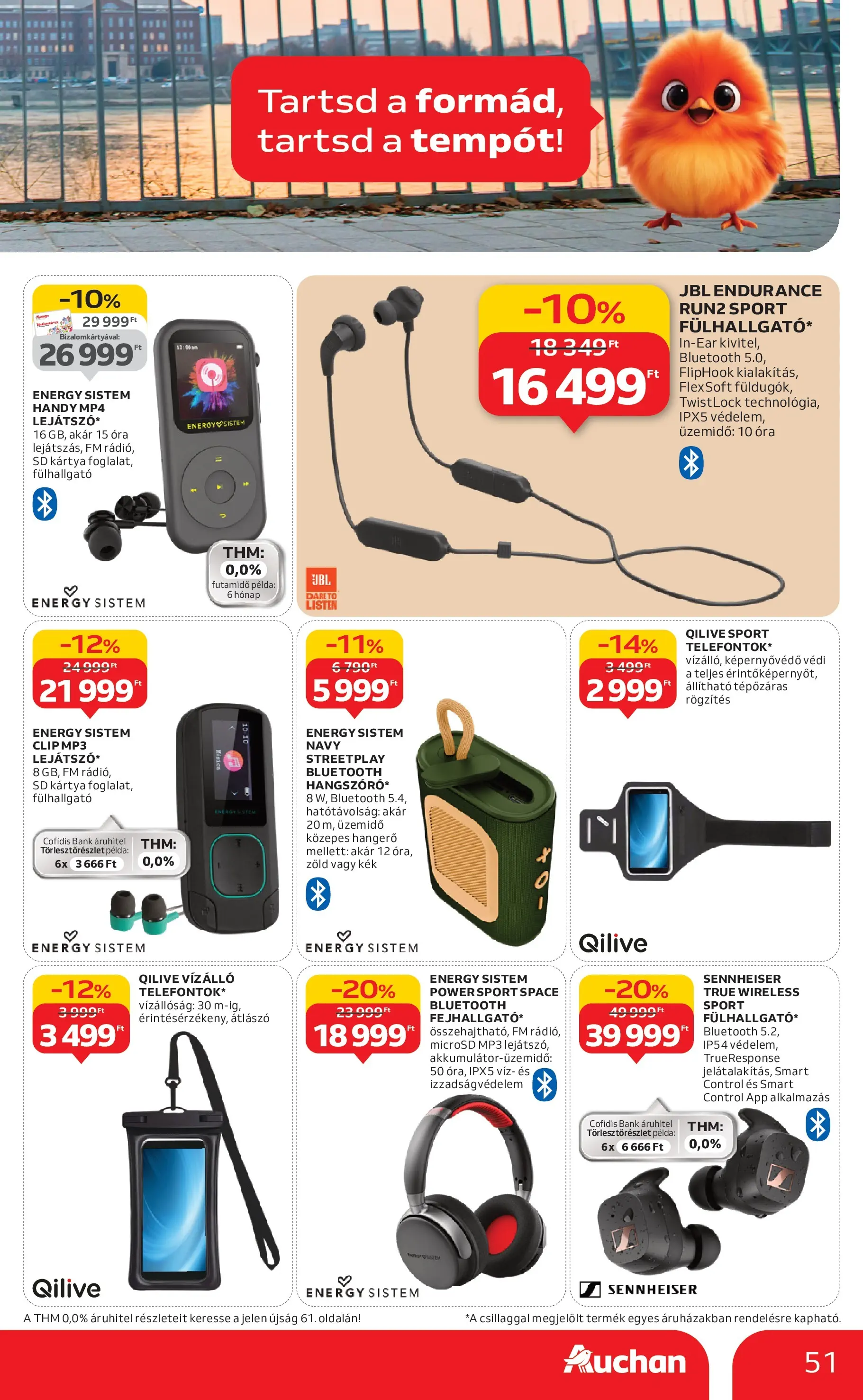 Auchan Akciós újság Szeged - 2025.10.09. -tól/töl > akció, lapozható szórólap 🛍️ | Oldal: 51 | Termékek: Fülhallgató, MP3, MP4, Óra