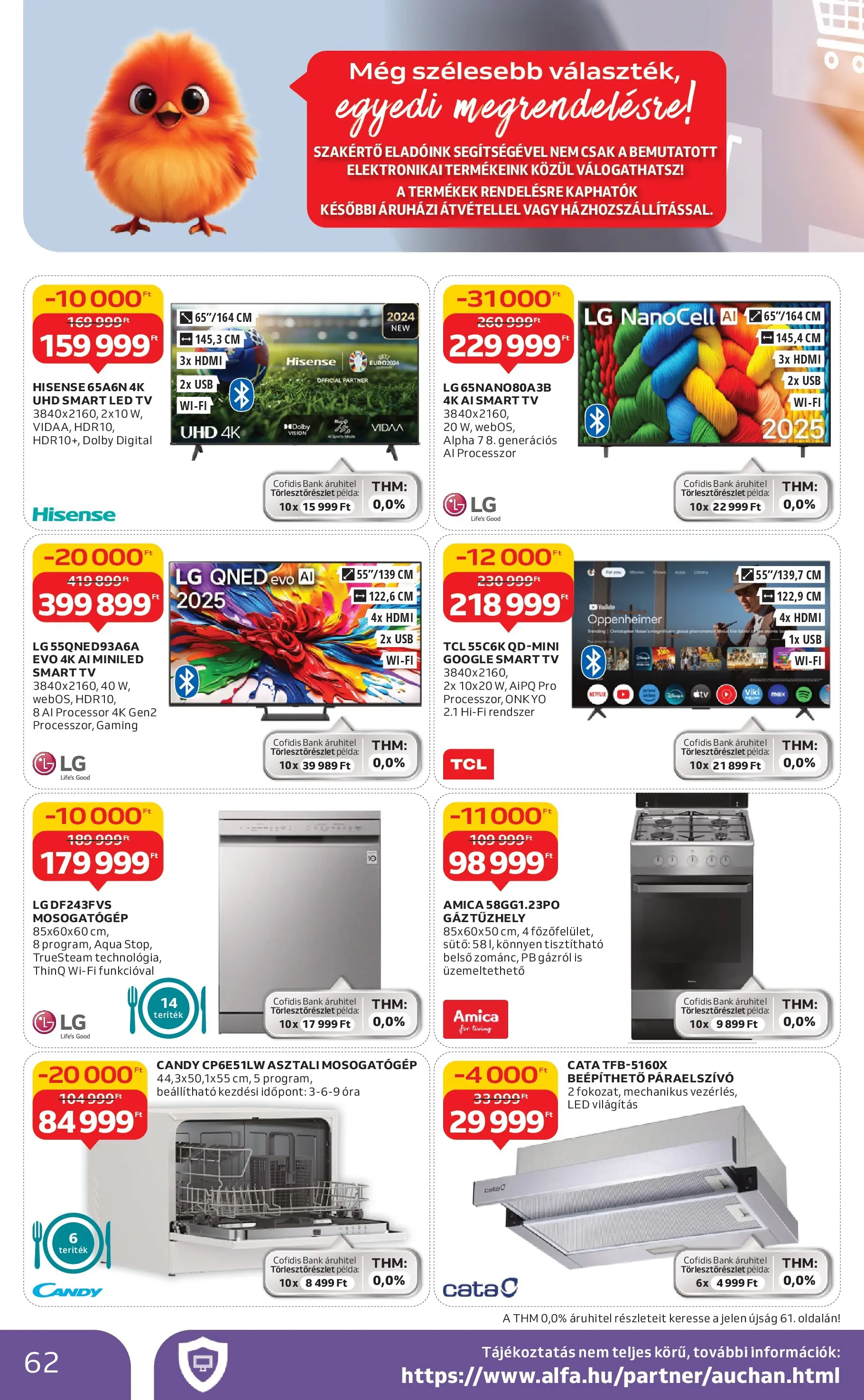 Auchan Akciós újság Szeged - 2025.10.09. -tól/töl > akció, lapozható szórólap 🛍️ | Oldal: 62 | Termékek: Páraelszívó, TV, Smart tv, Gáztűzhely