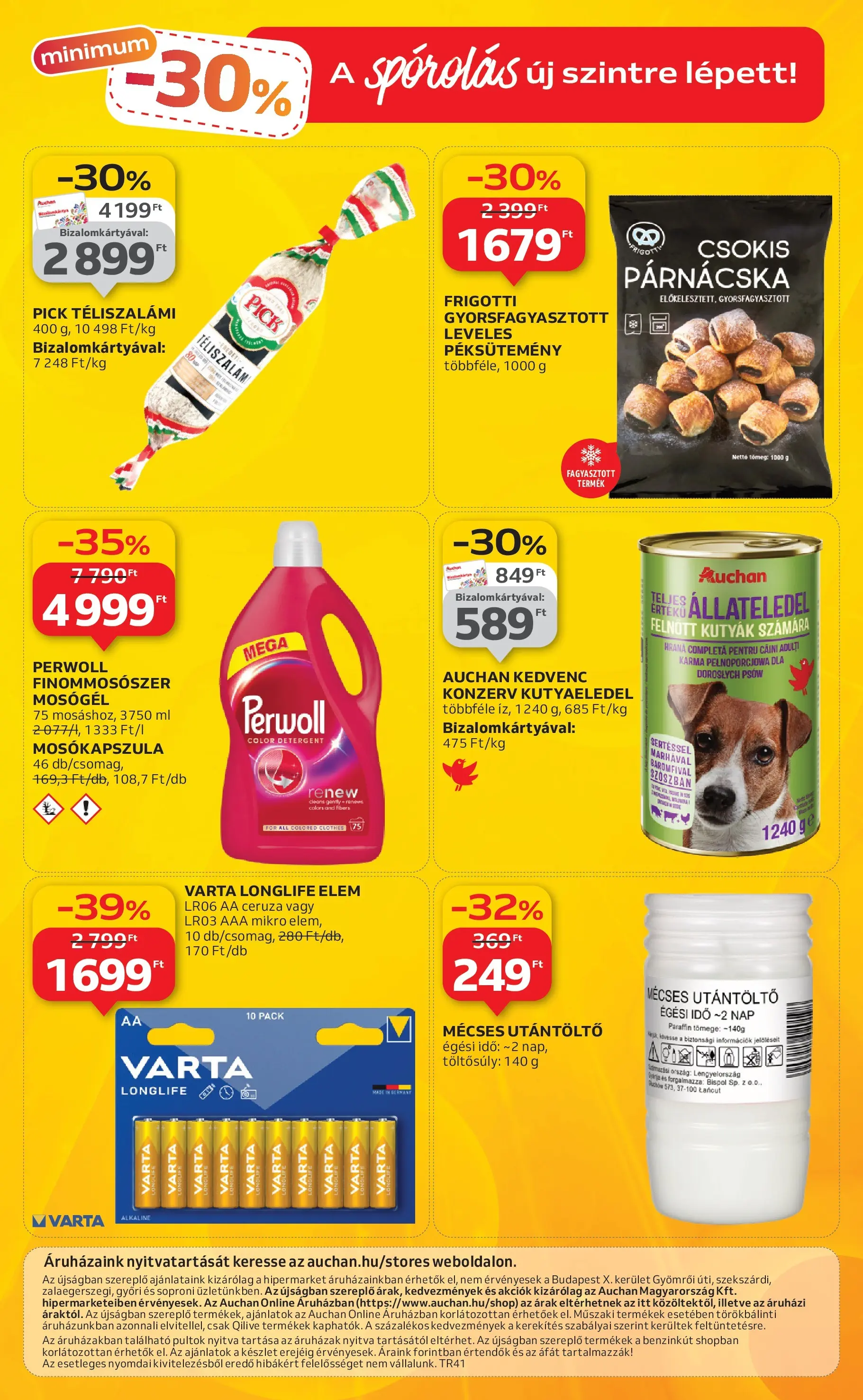 Auchan Akciós újság Szeged - 2025.10.09. -tól/töl > akció, lapozható szórólap 🛍️ | Oldal: 64 | Termékek: Pick, Mosókapszula, Mécses, Téliszalámi