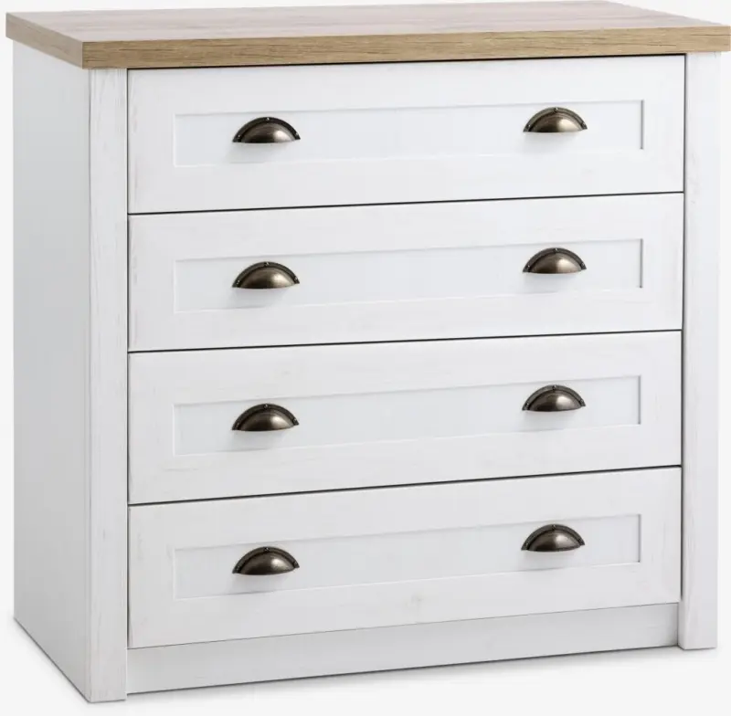 JYSK Comodă 4 sertare MARKSKEL alb/stejar sălbatic