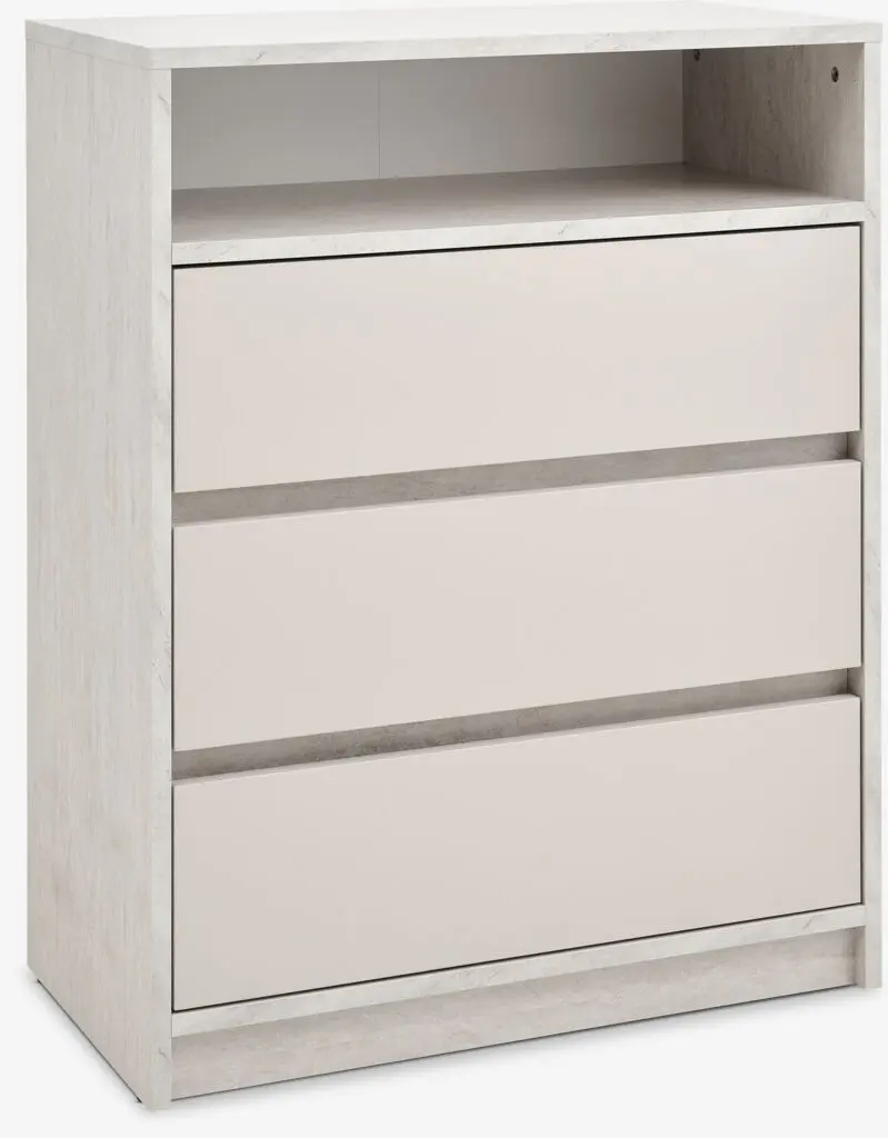 JYSK Comodă 3 sertare BILLUND aspect travertin/bej