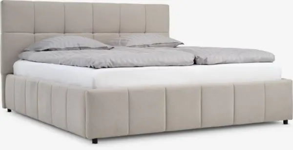 JYSK Рамка за легло VEMMELEV 160x200 със съхранение бежов текстил