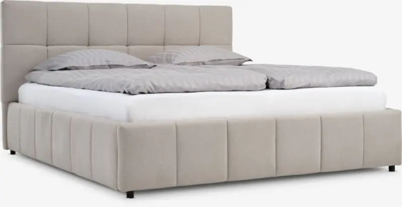 JYSK Рамка за легло VEMMELEV 160x200 със съхранение бежов текстил