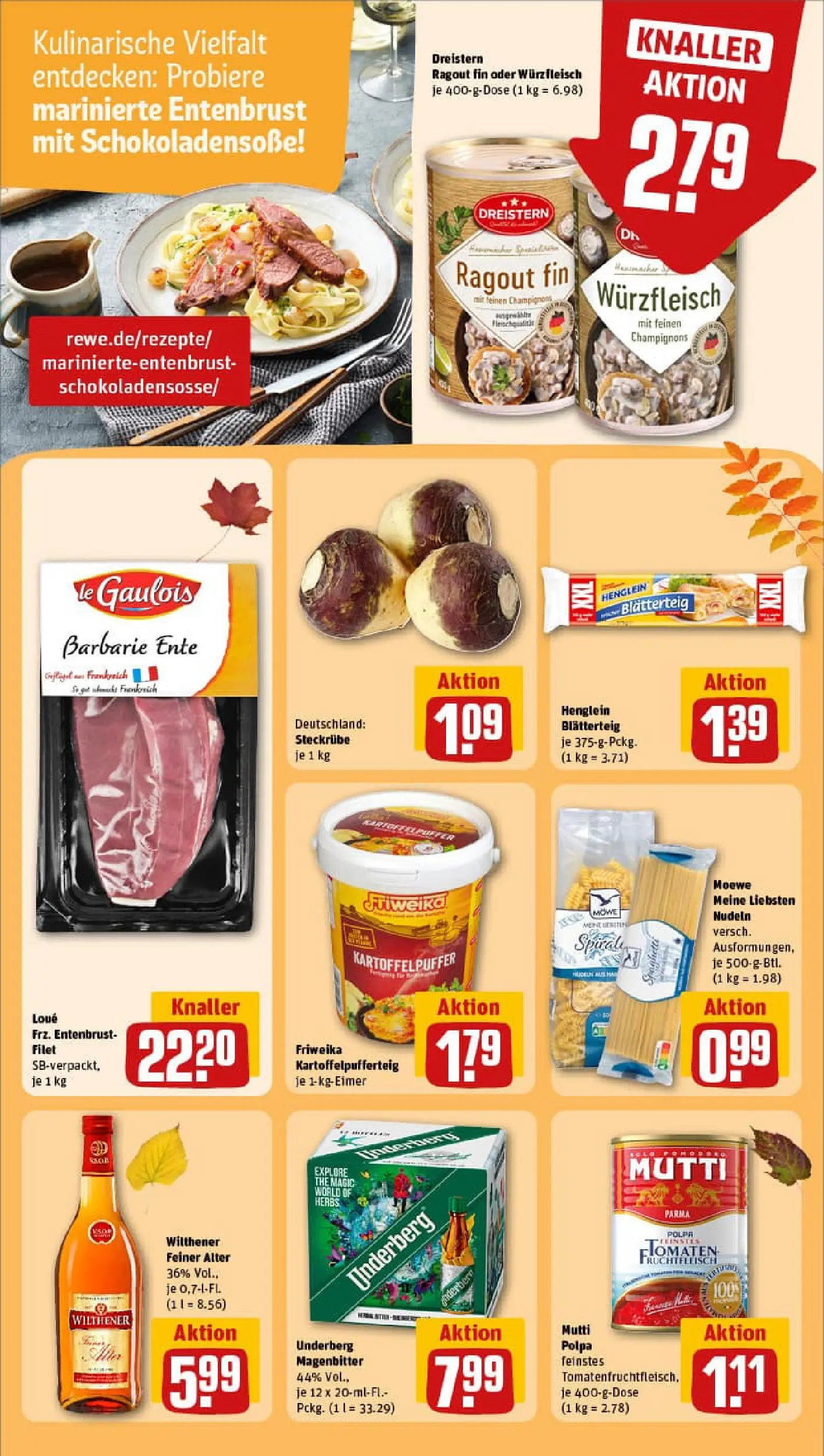 REWE Prospekt ab 13.10.2025 zum Blättern » Angebote | Seite: 19 | Produkte: Wilthener, Pasta, Nudeln, Underberg