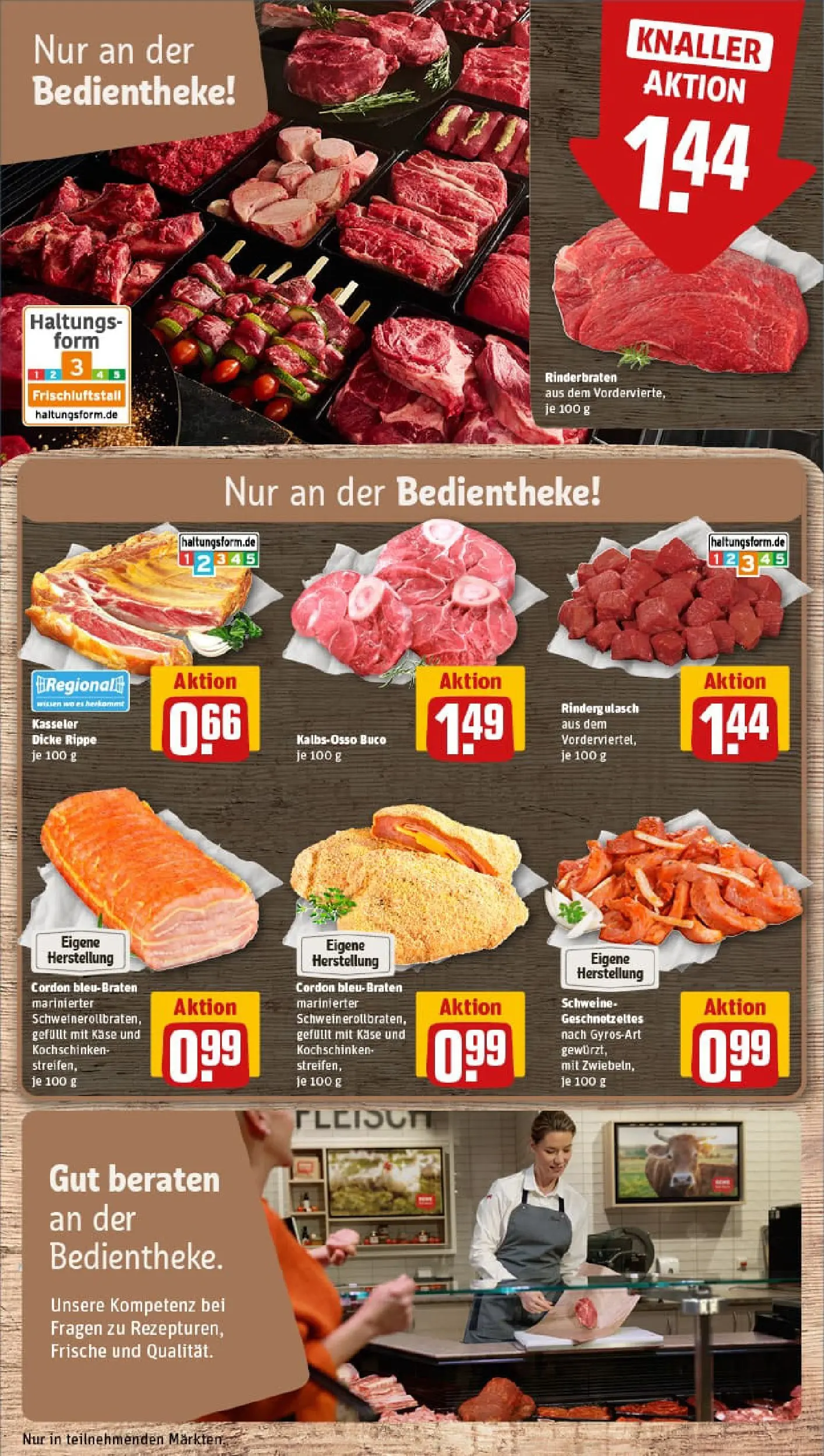 REWE Prospekt ab 13.10.2025 zum Blättern » Angebote | Seite: 10 | Produkte: Rinderbraten, Rindergulasch, Käse