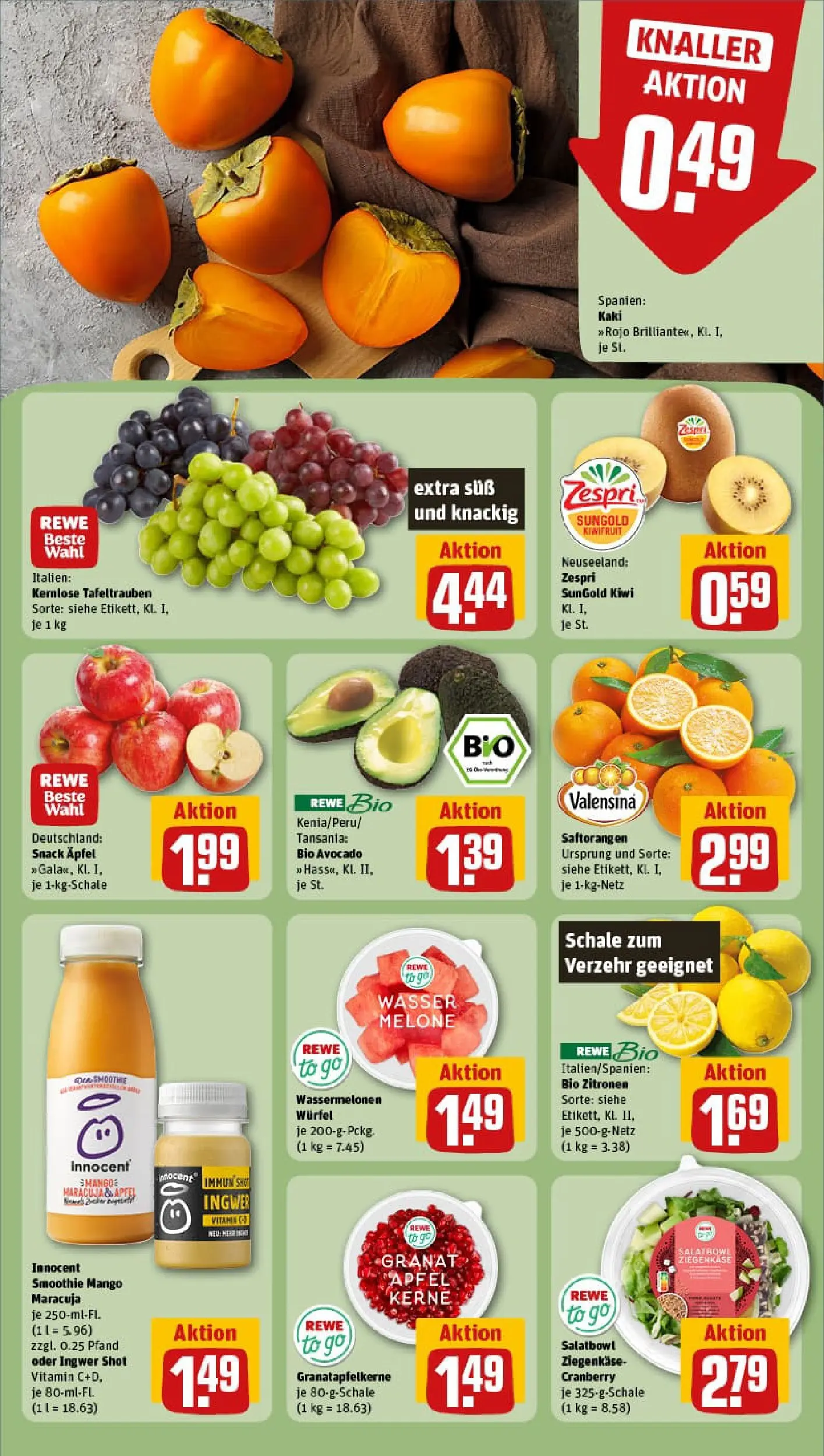 REWE Prospekt ab 13.10.2025 zum Blättern » Angebote | Seite: 6 | Produkte: Valensina, Avocado, Wasser, Kaki