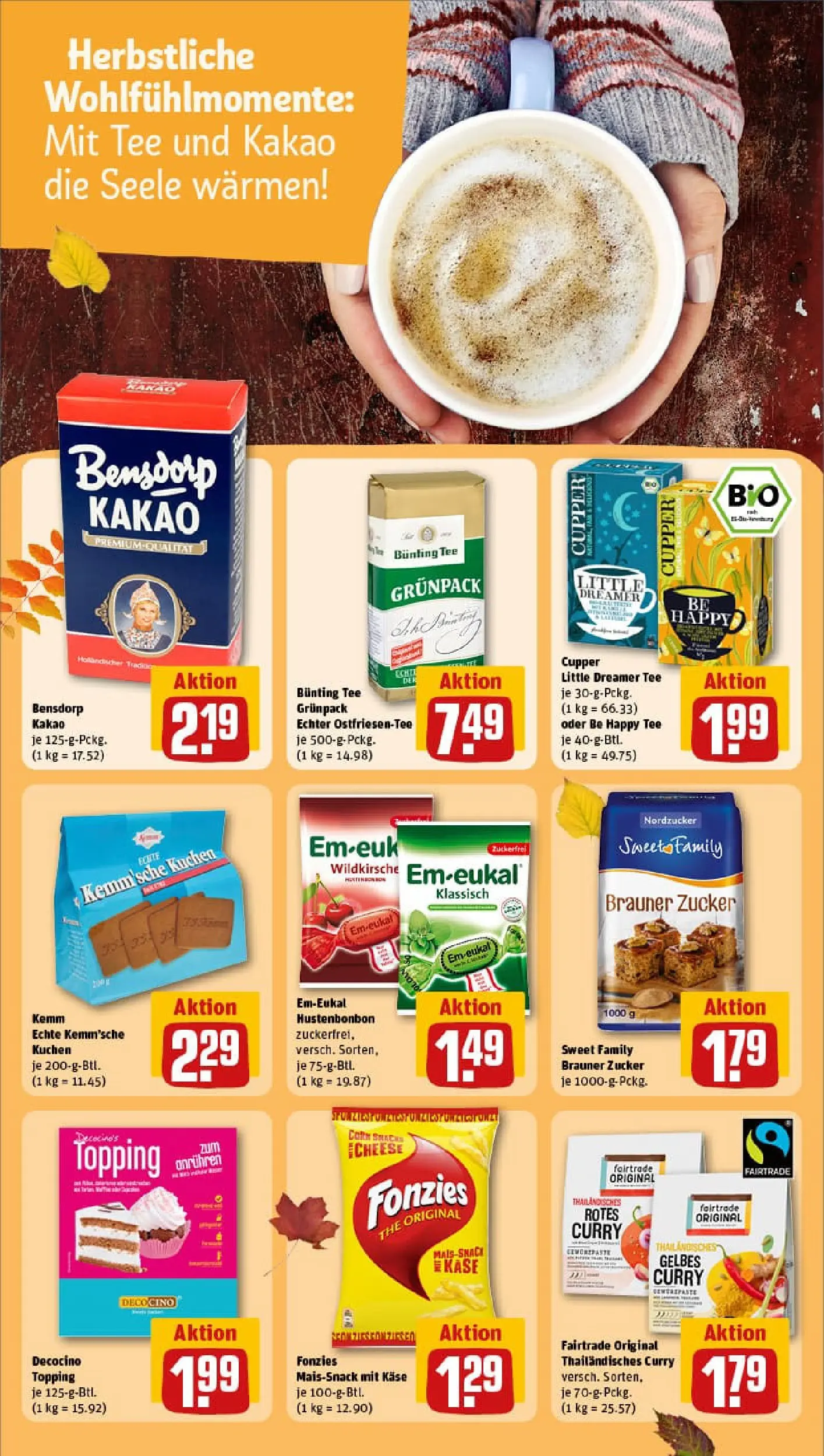 REWE Prospekt ab 13.10.2025 zum Blättern » Angebote | Seite: 18 | Produkte: Käse, Zucker, Tee, Kuchen