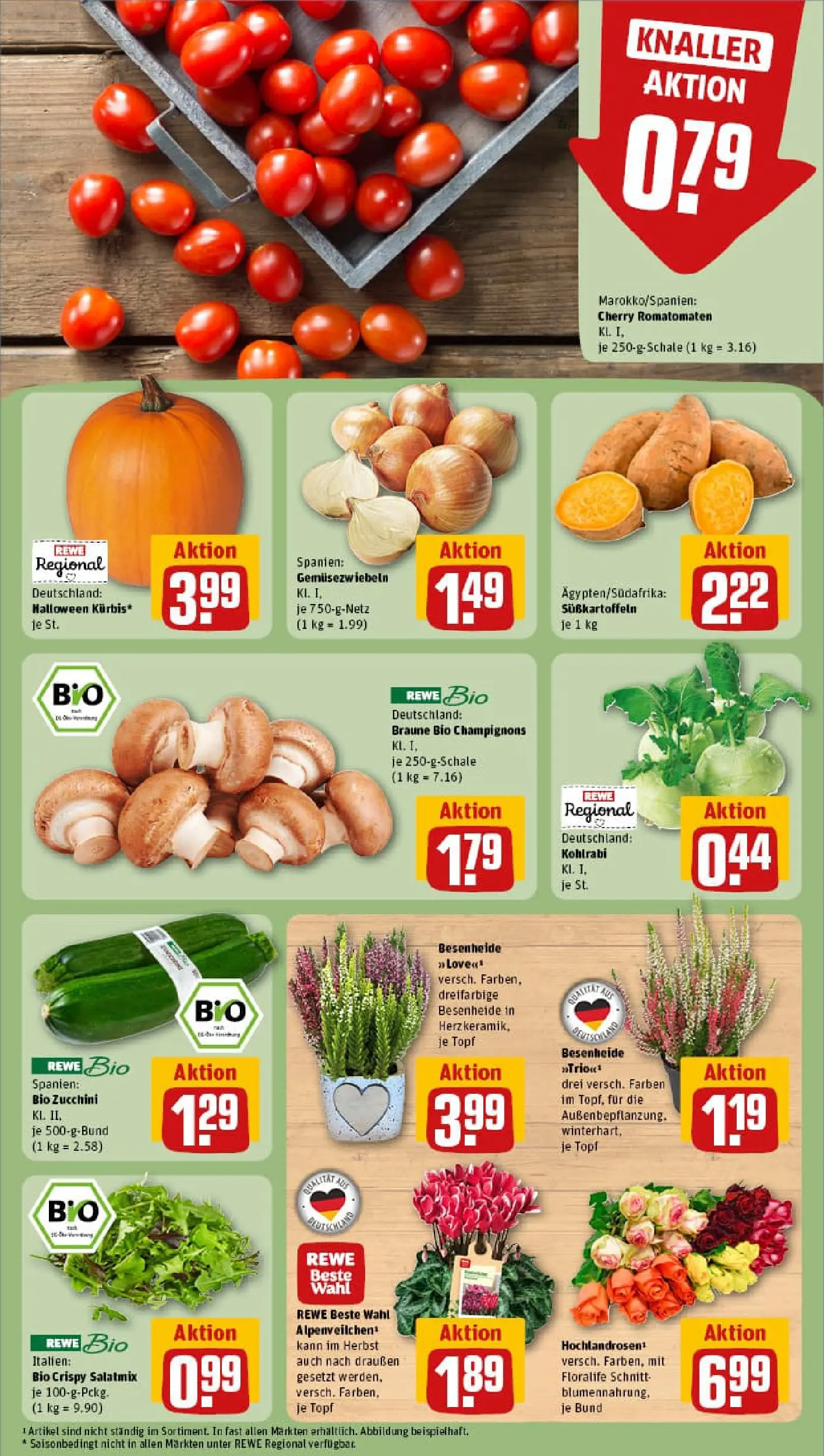 REWE Prospekt ab 13.10.2025 zum Blättern » Angebote | Seite: 7 | Produkte: Kohlrabi, Champignons, Zucchini