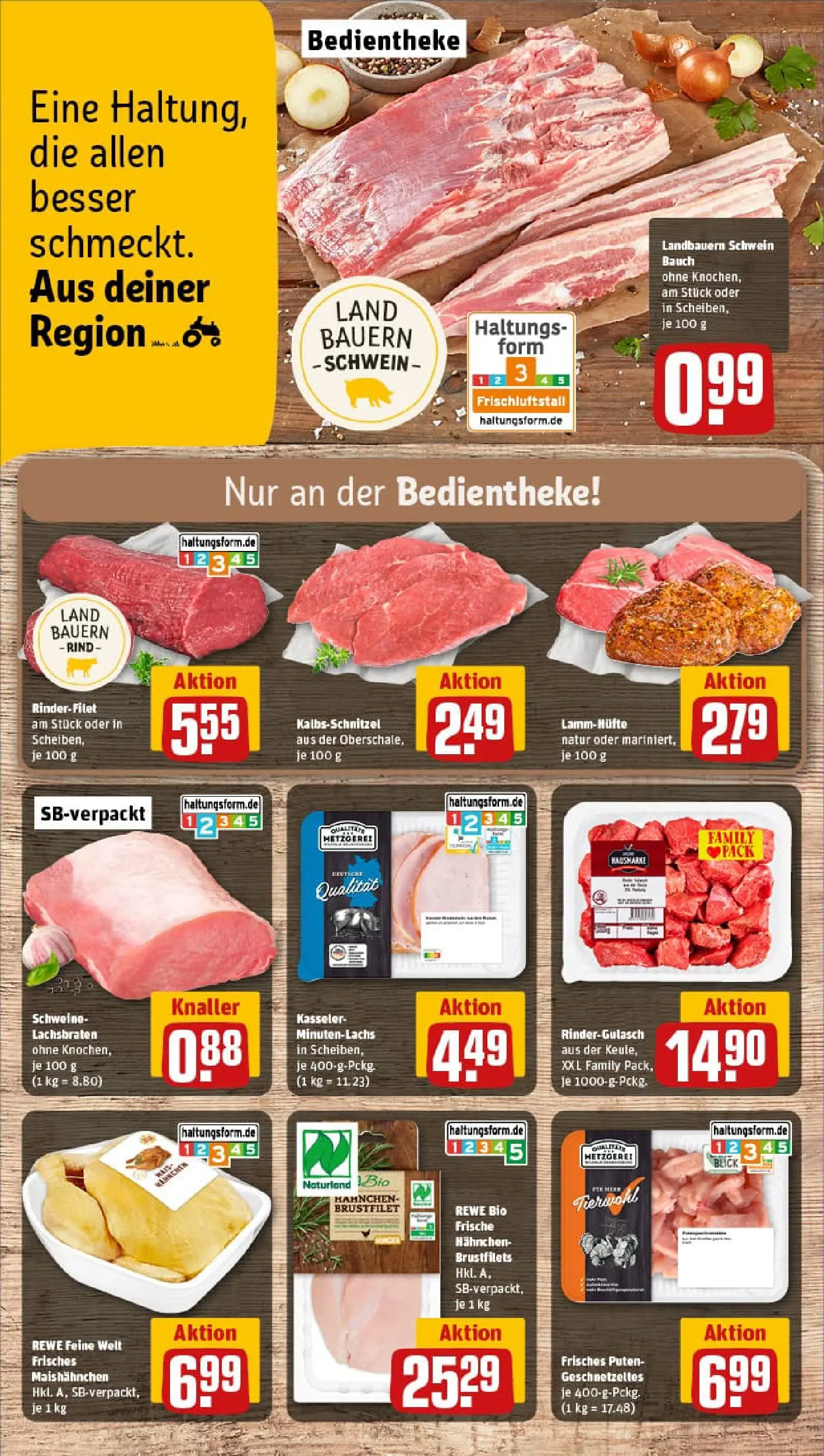 REWE Prospekt ab 13.10.2025 zum Blättern » Angebote | Seite: 10 | Produkte: Rindergulasch, Hahnchen, Rinderfilet