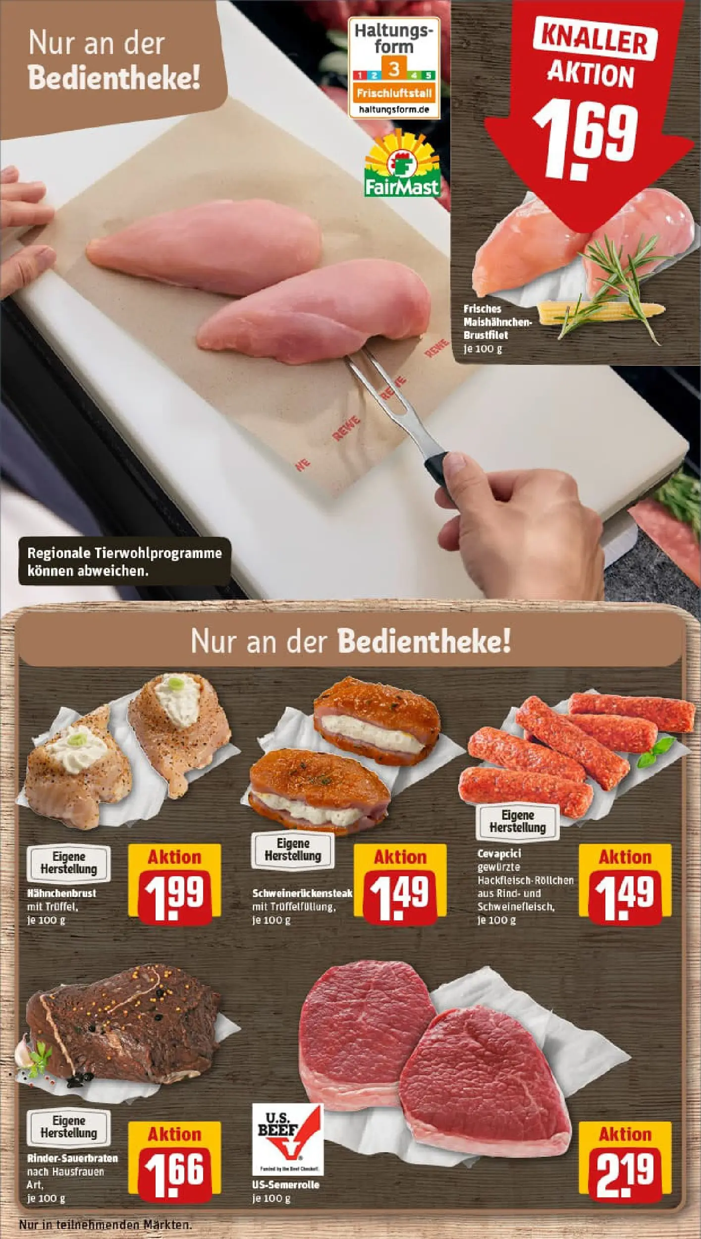 REWE Prospekt ab 13.10.2025 zum Blättern » Angebote | Seite: 10 | Produkte: Cevapcici, Schweinefleisch, Steak, Hahnchenbrust