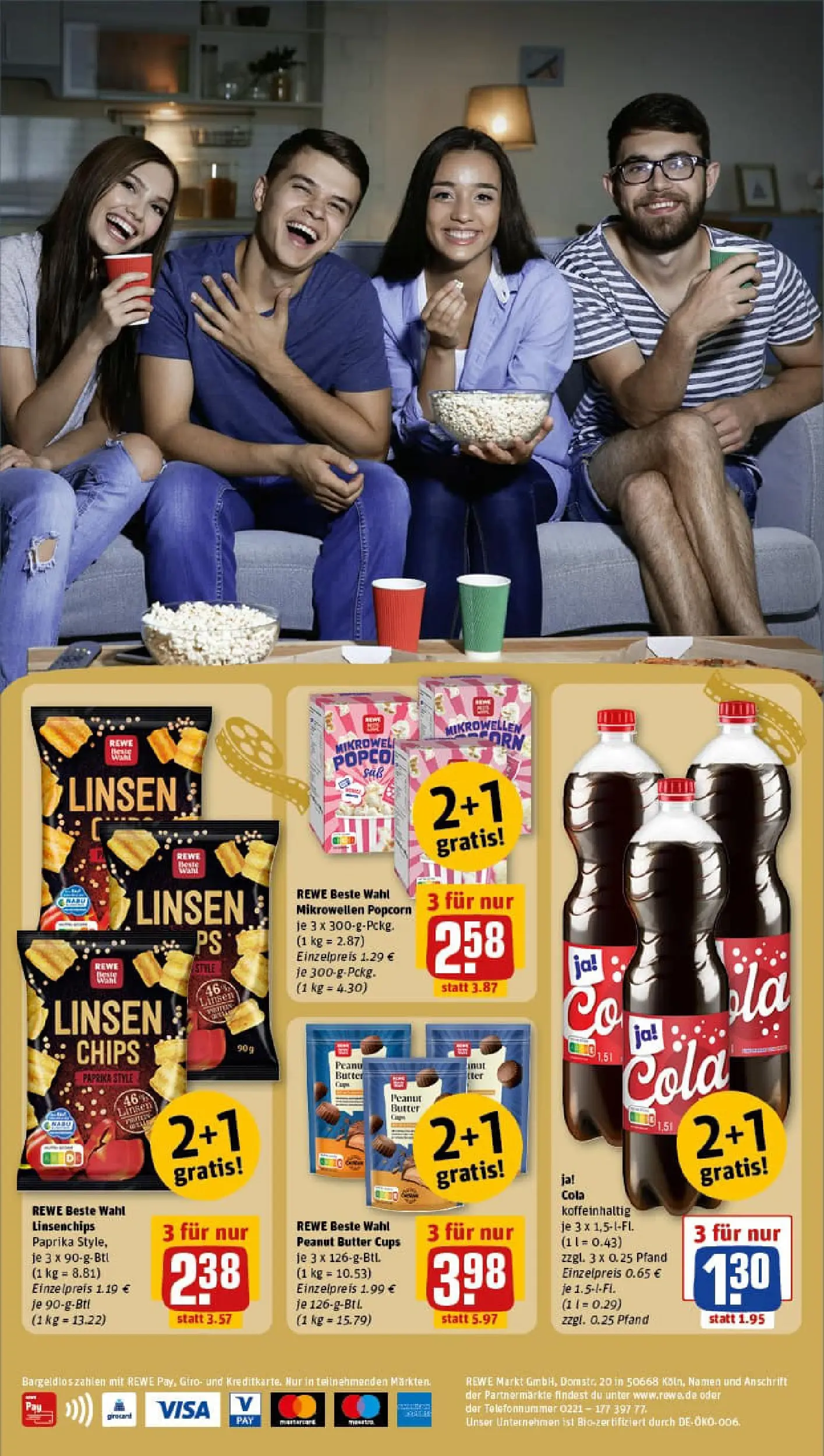 REWE Prospekt ab 13.10.2025 zum Blättern » Angebote | Seite: 2 | Produkte: Cola, Butter, Paprika, Chips