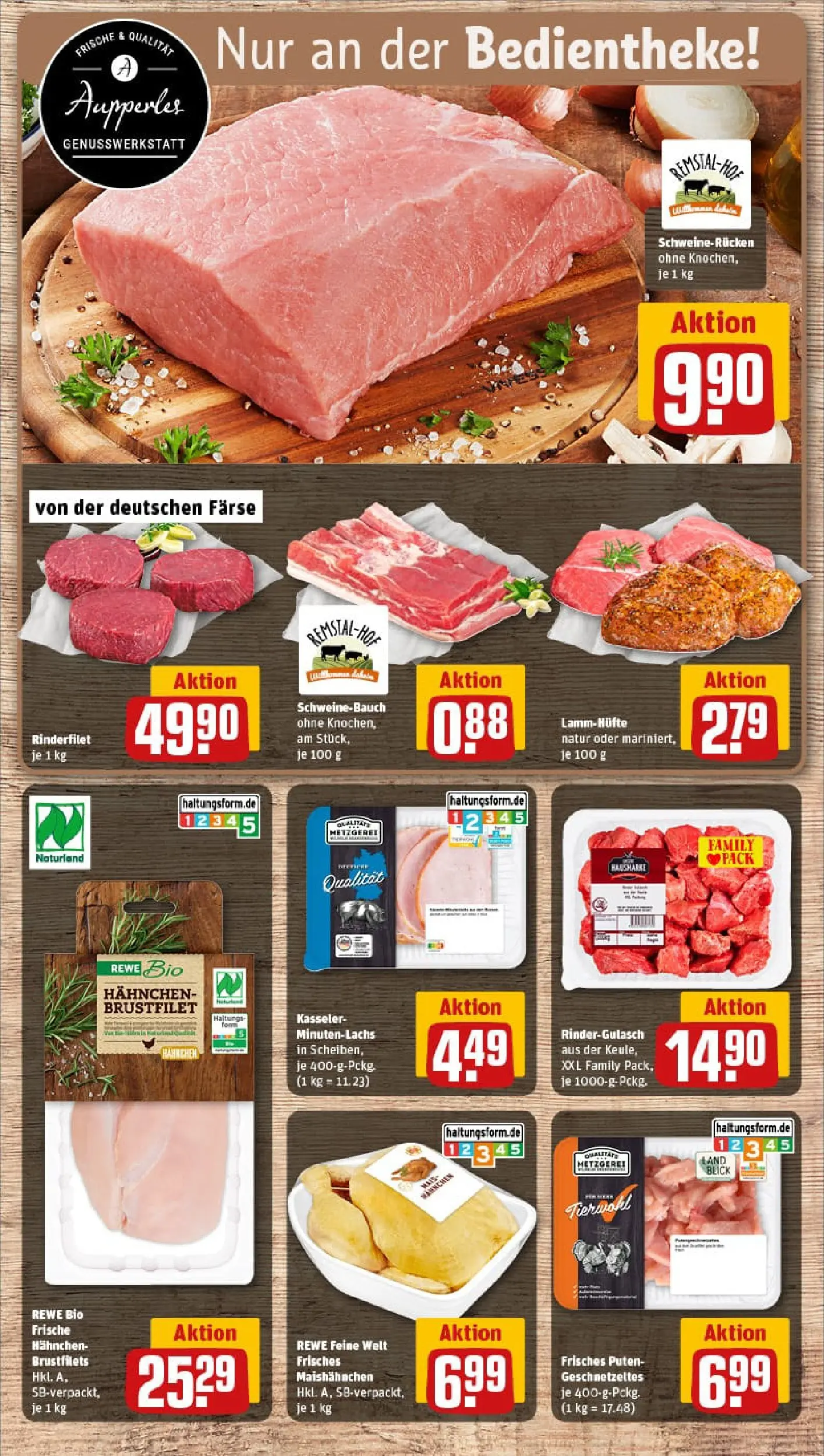 REWE Prospekt ab 13.10.2025 zum Blättern » Angebote | Seite: 8 | Produkte: Hahnchen, Rinderfilet, Schweinebauch, Schweinerucken