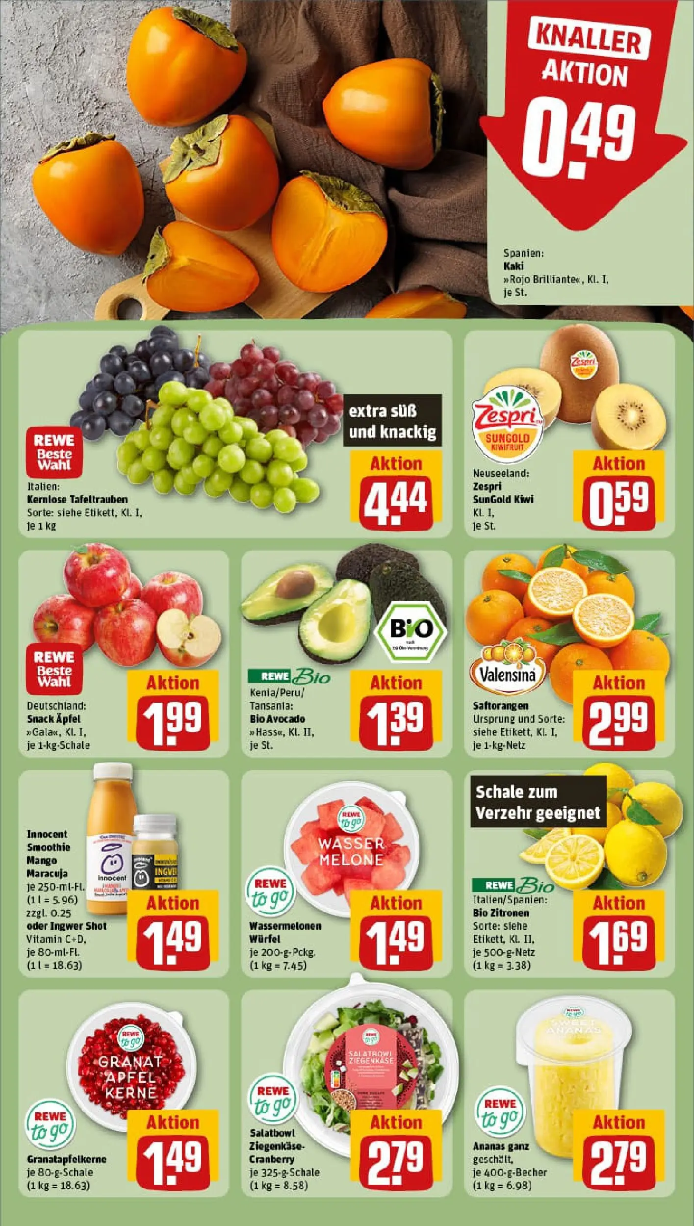 REWE Prospekt ab 13.10.2025 zum Blättern » Angebote | Seite: 6 | Produkte: Valensina, Kaki, Melone, Kiwi
