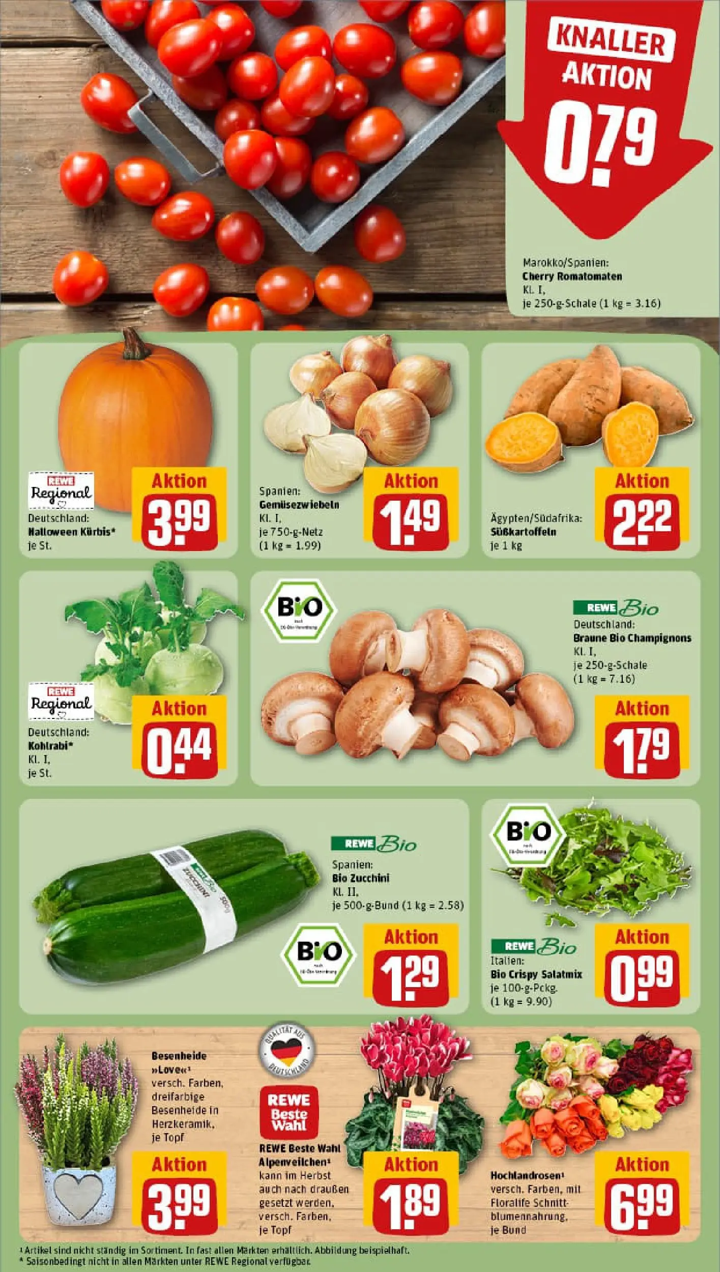 REWE Prospekt ab 13.10.2025 zum Blättern » Angebote | Seite: 7 | Produkte: Kohlrabi, Champignons, Zucchini