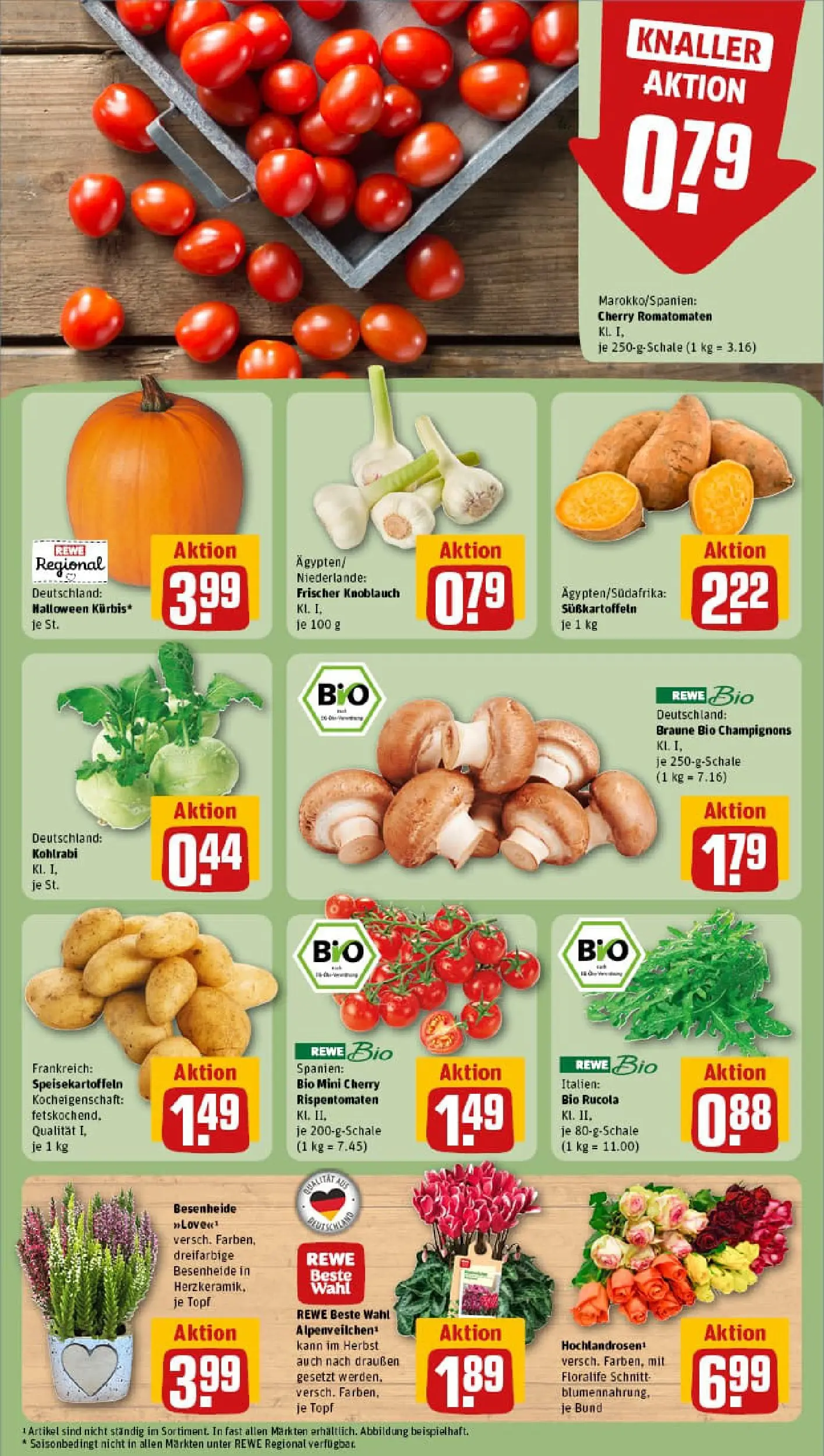 REWE Prospekt ab 13.10.2025 zum Blättern » Angebote | Seite: 7 | Produkte: Rucola, Kohlrabi, Champignons, Knoblauch