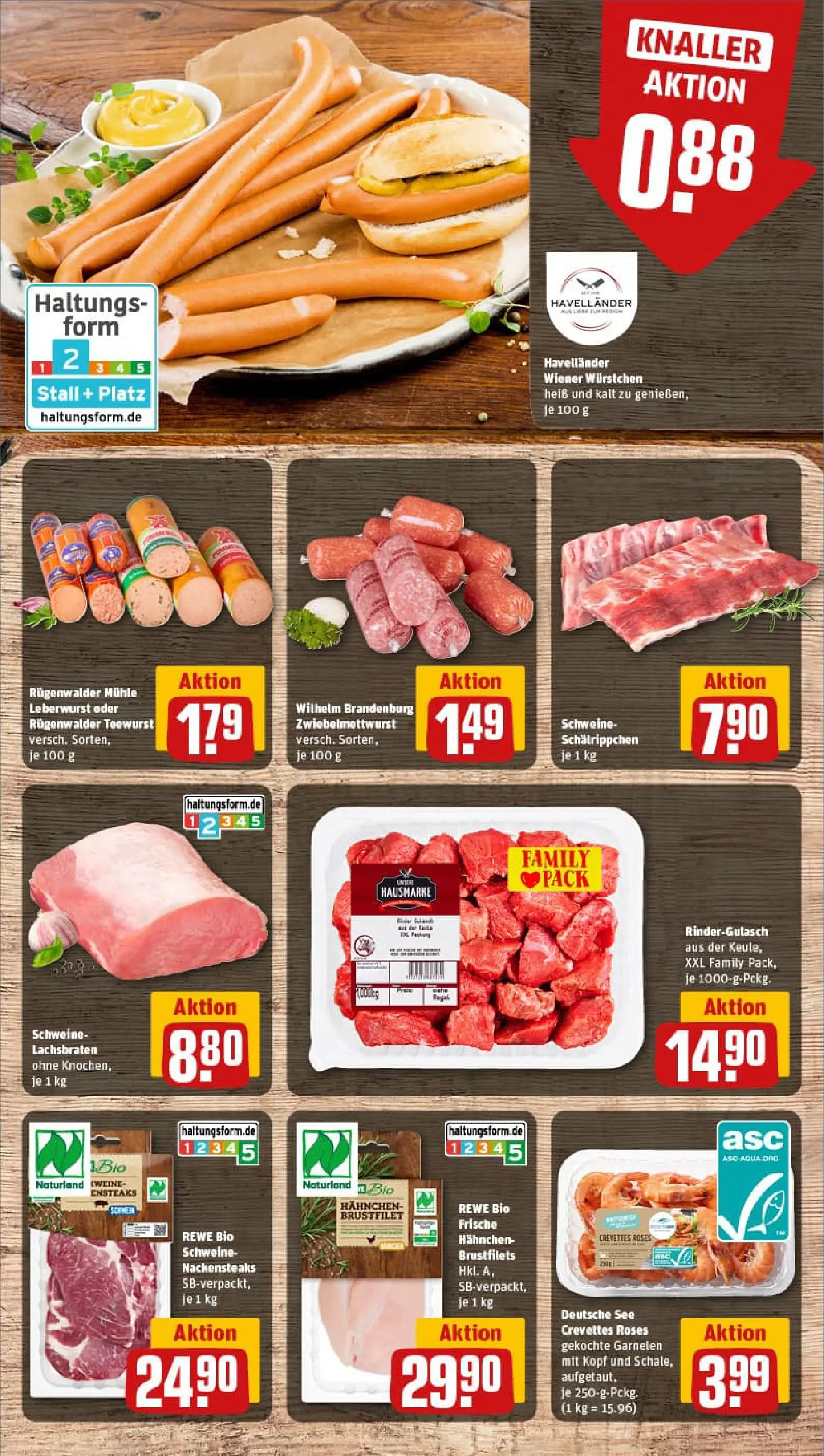 REWE Prospekt ab 13.10.2025 zum Blättern » Angebote | Seite: 8 | Produkte: Nackensteaks, Mühle, Hahnchen, Wiener wurstchen