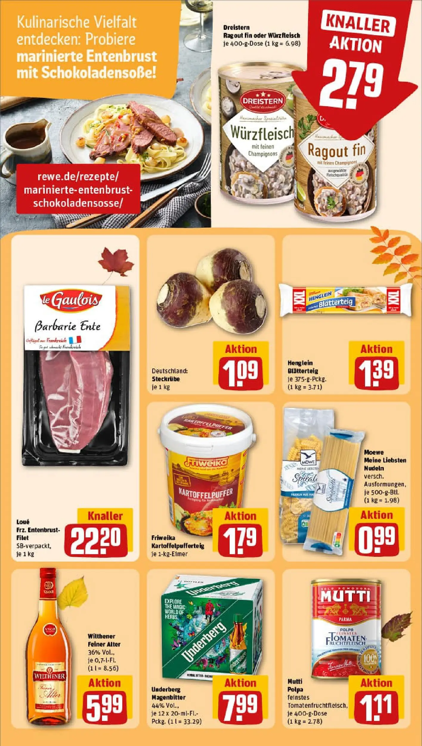 REWE Prospekt ab 13.10.2025 zum Blättern » Angebote | Seite: 13 | Produkte: Wilthener, Tomaten, Nudeln, Underberg