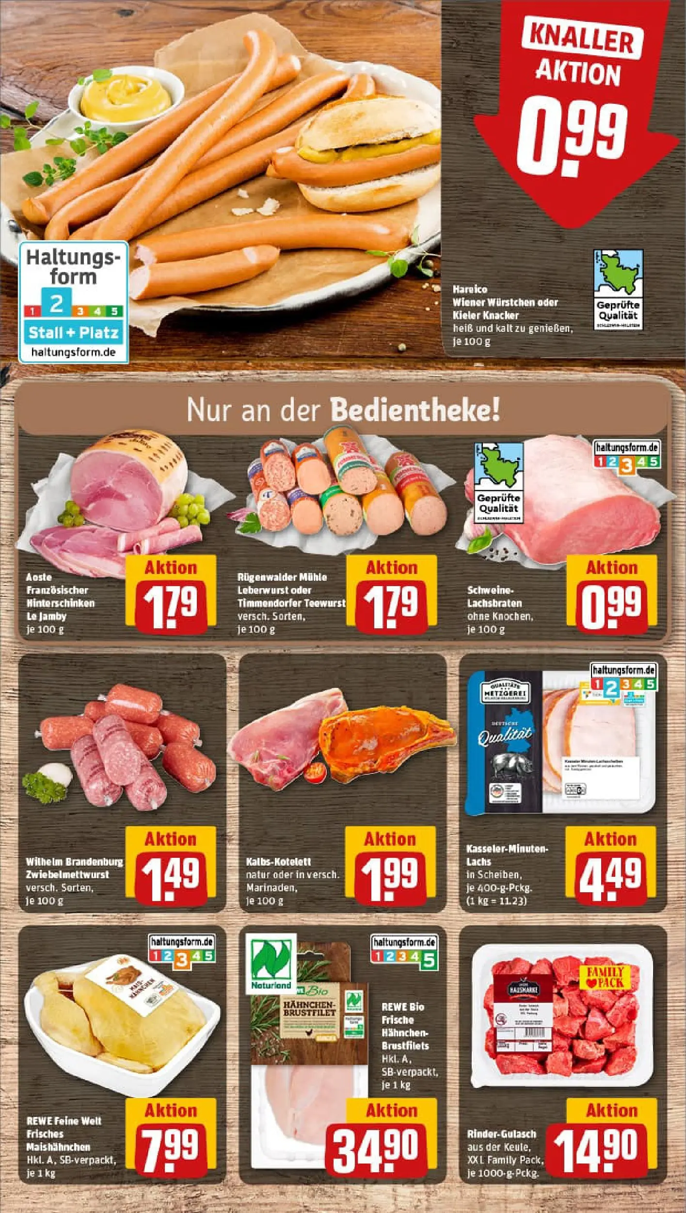 REWE Prospekt ab 13.10.2025 zum Blättern » Angebote | Seite: 8 | Produkte: Rindergulasch, Mühle, Hahnchen, Wiener wurstchen