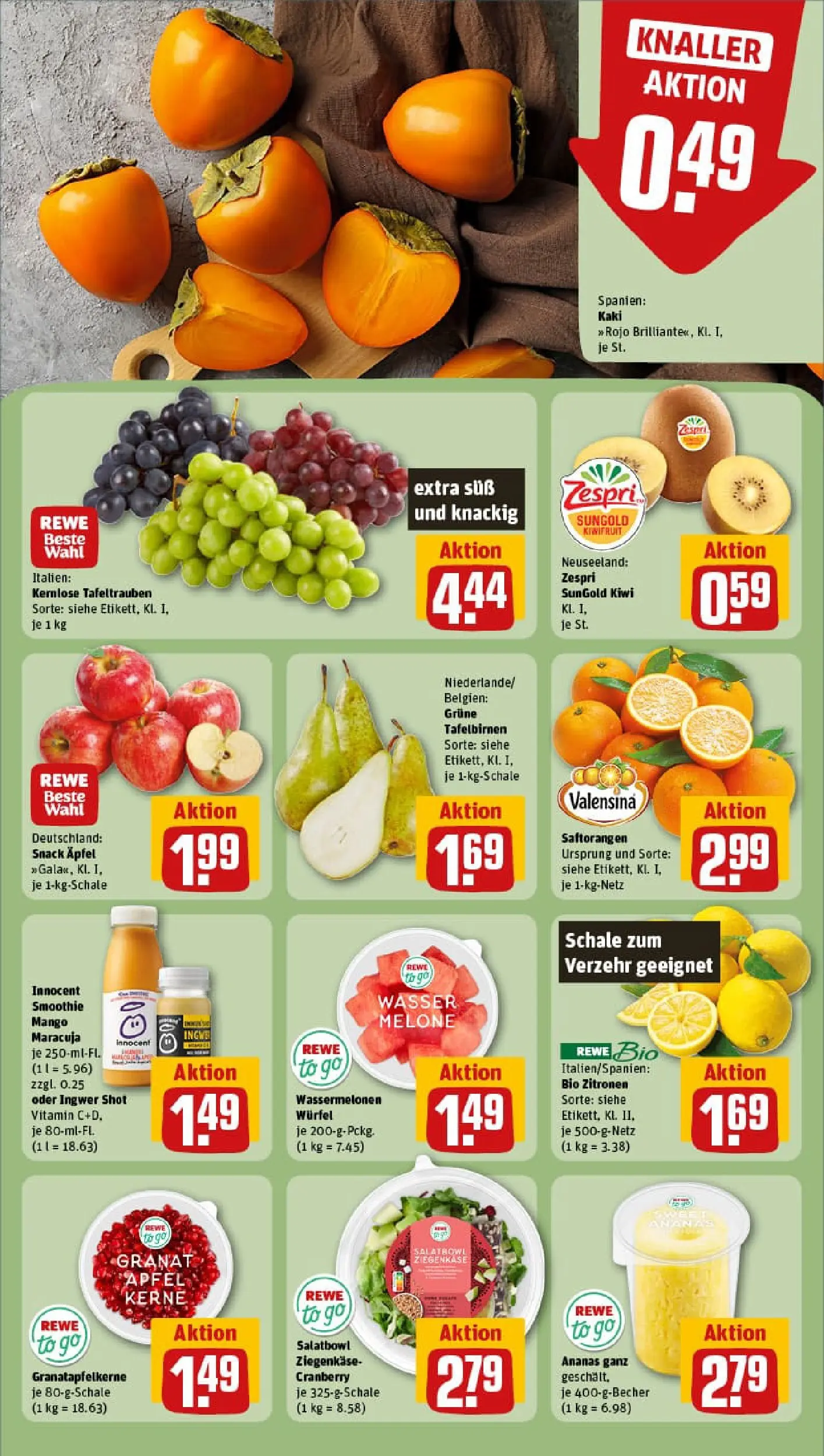 REWE Prospekt ab 13.10.2025 zum Blättern » Angebote | Seite: 6 | Produkte: Valensina, Wasser, Melone, Kiwi