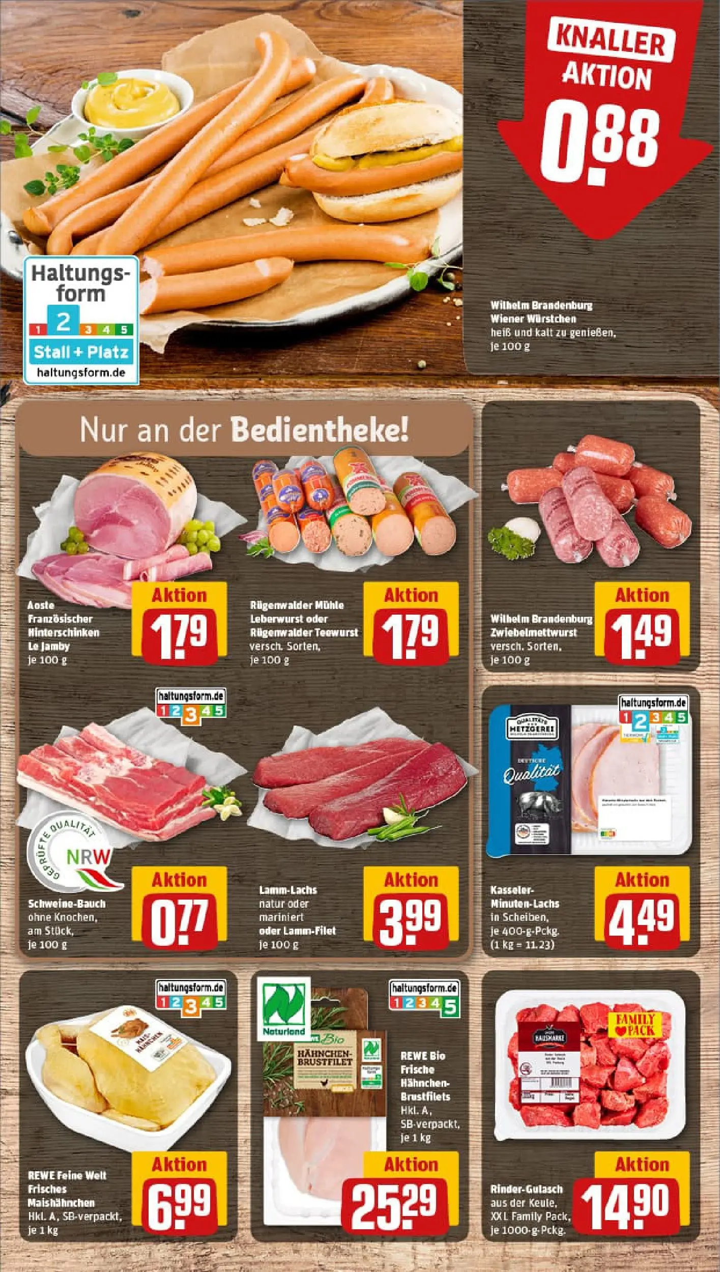 REWE Prospekt ab 13.10.2025 zum Blättern » Angebote | Seite: 8 | Produkte: Rindergulasch, Mühle, Wiener wurstchen, Schweinebauch