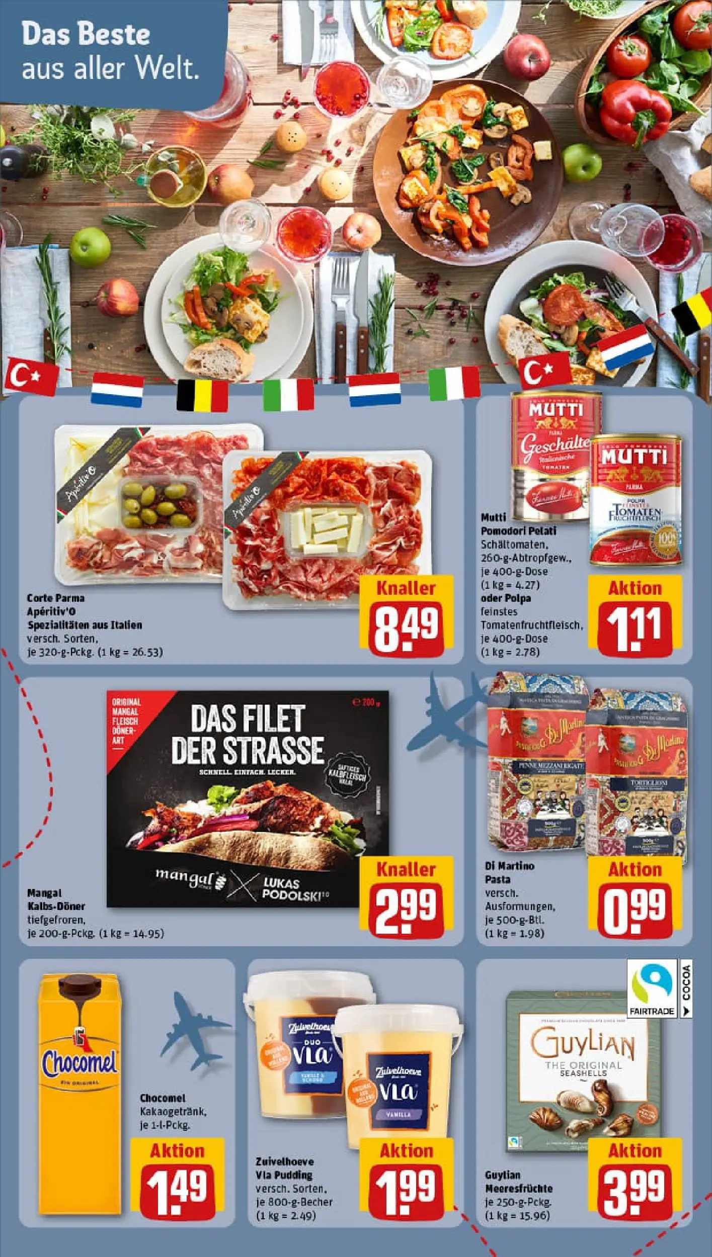 REWE Prospekt ab 13.10.2025 zum Blättern » Angebote | Seite: 14 | Produkte: Meeresfrüchte, Chocomel, Pasta, Fleisch