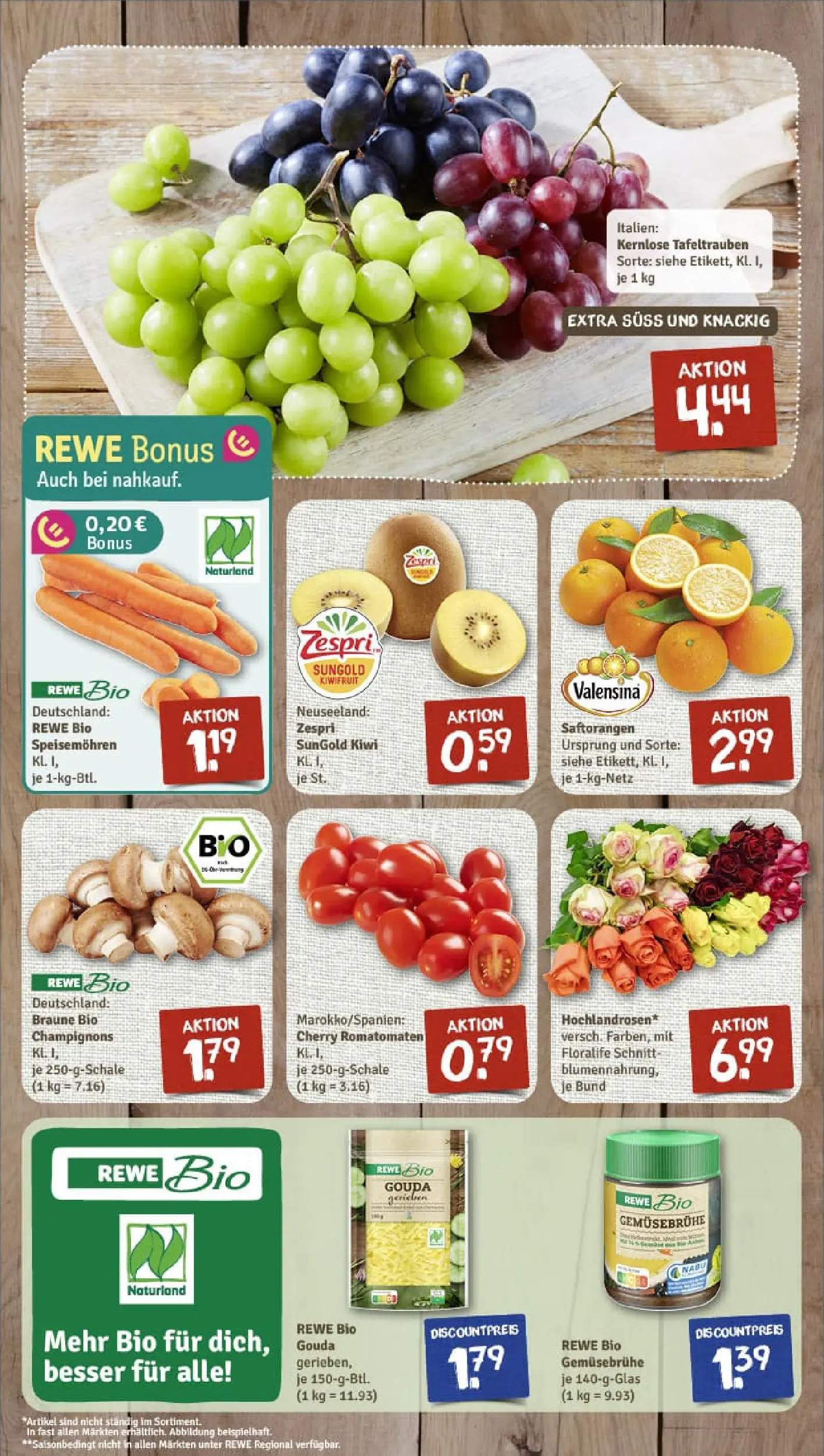 REWE Prospekt ab 13.10.2025 zum Blättern » Angebote | Seite: 3 | Produkte: Gouda, Valensina, Champignons, Kiwi