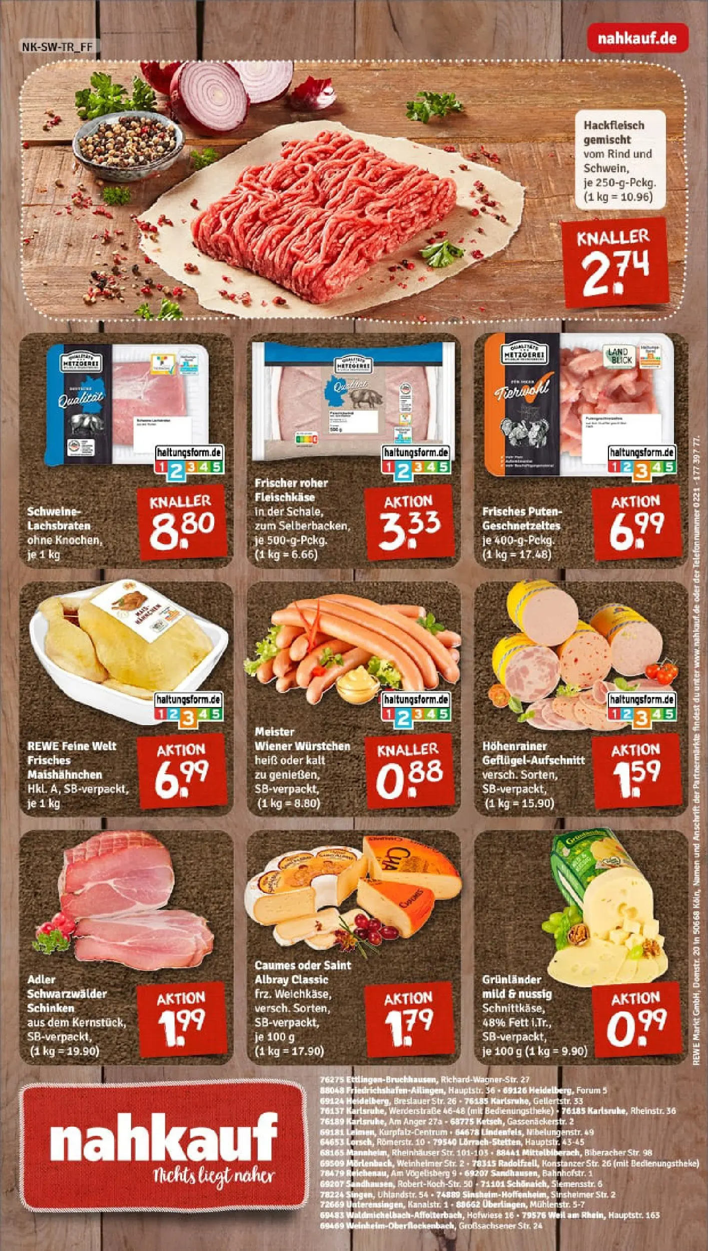 REWE Prospekt ab 13.10.2025 zum Blättern » Angebote | Seite: 8 | Produkte: Wiener wurstchen, Grunlander, Schinken, Hackfleisch
