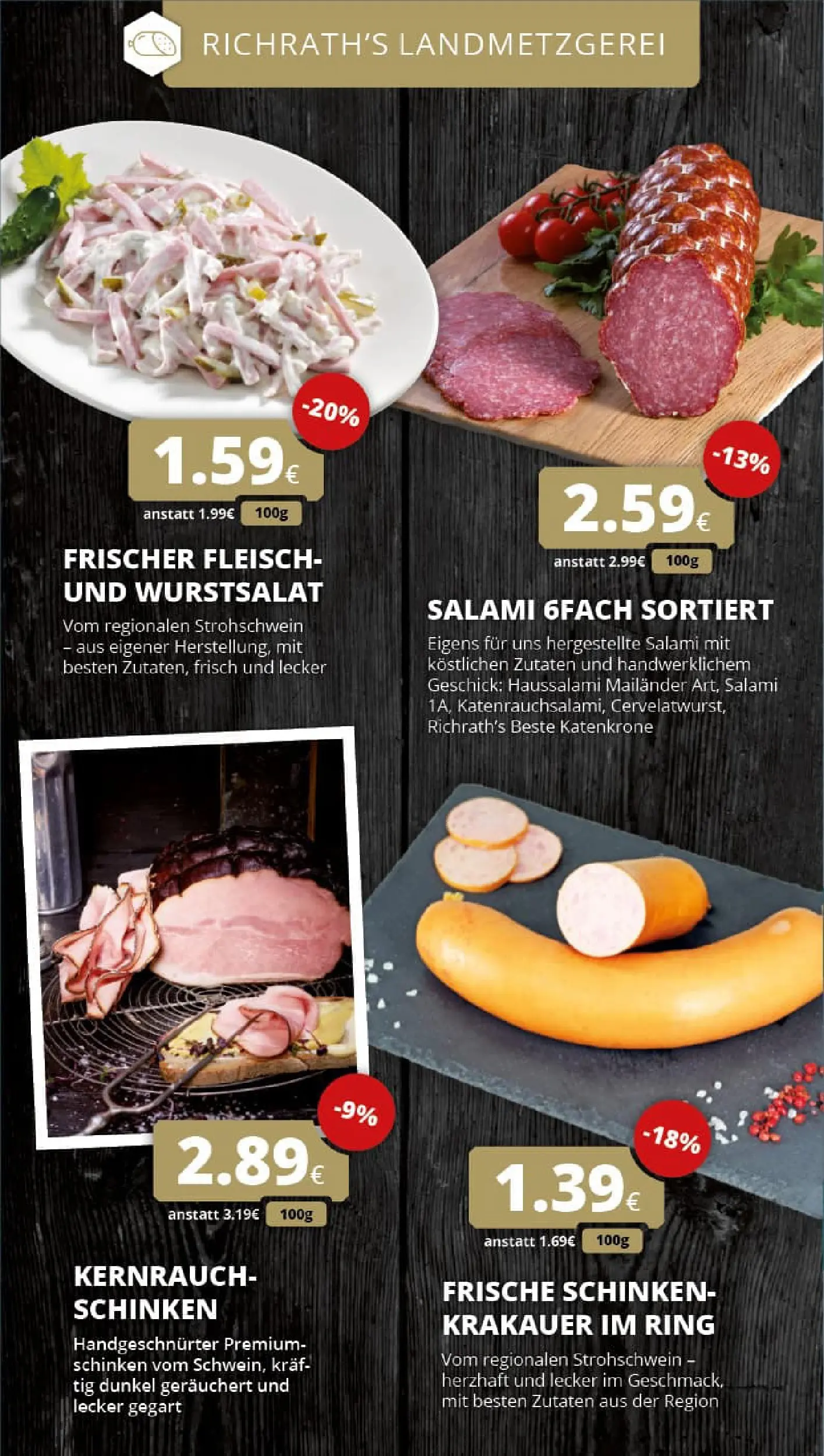 REWE Prospekt ab 13.10.2025 zum Blättern » Angebote | Seite: 18 | Produkte: Salami, Schinken, Fleisch