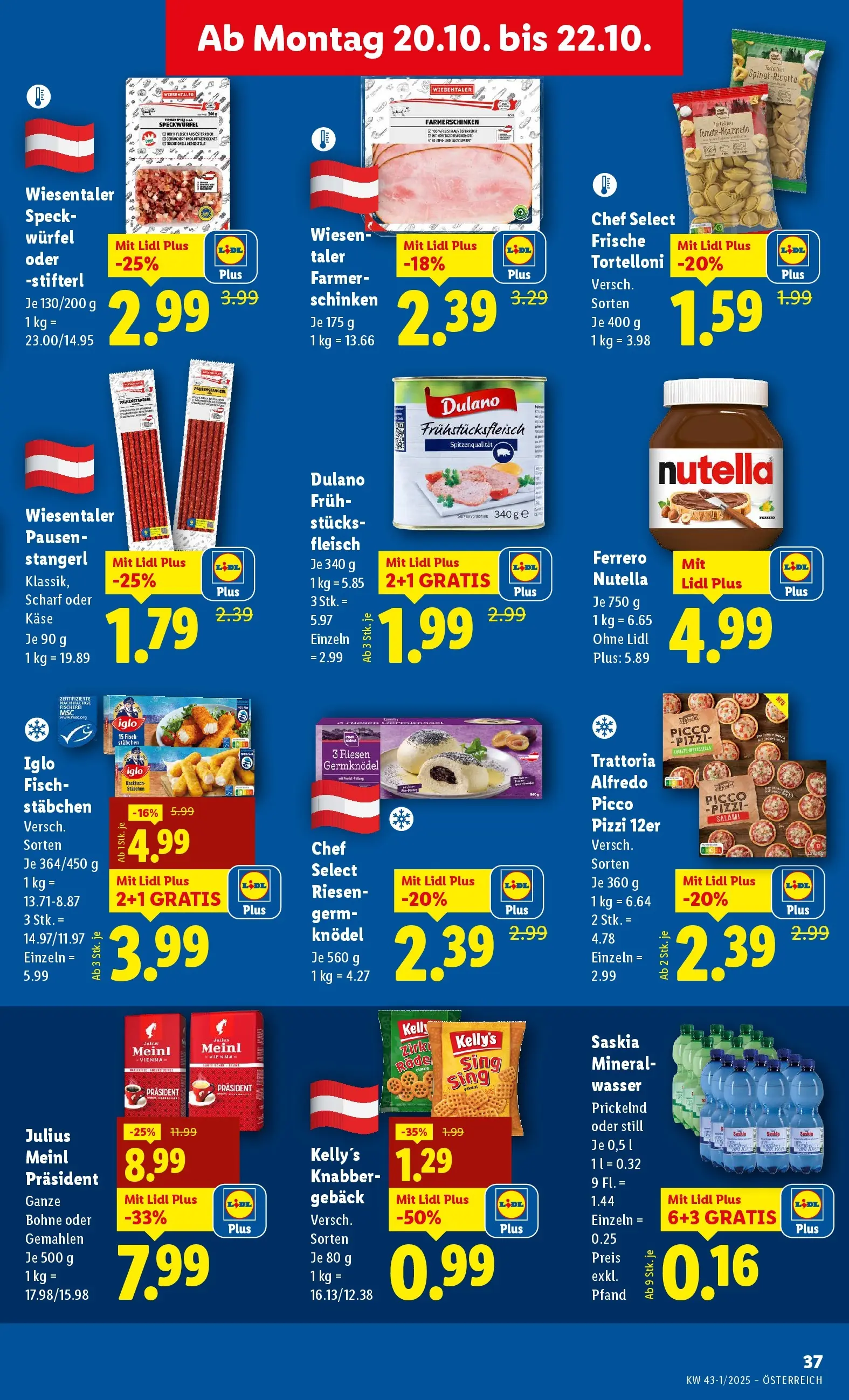 Lidl - Lidl: Flugblatt in deiner Nähe ab 15.10.2025 - Angebote ab donnerstag | Seite: 43 | Produkte: Wasser, Käse, Schinken, Fisch