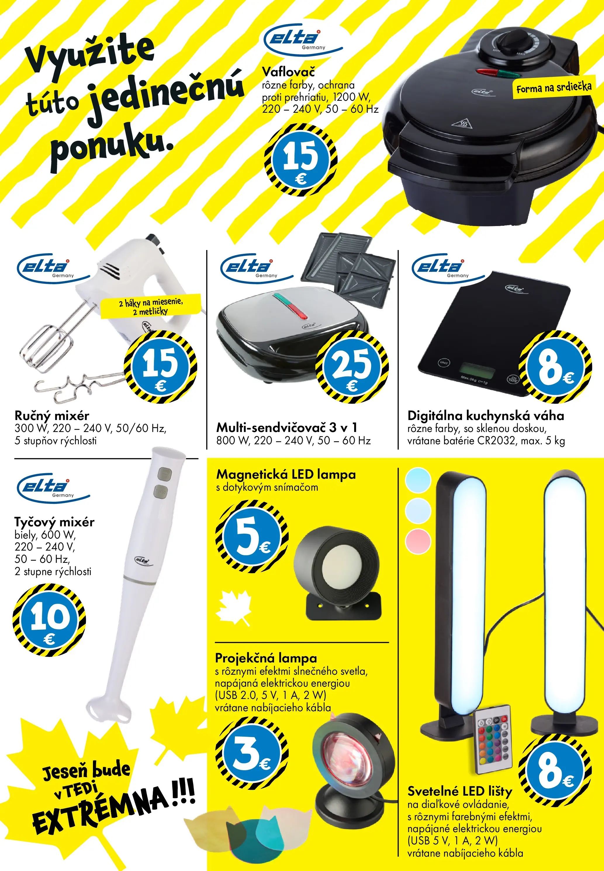 TEDi leták od 10.10.2025 → Aktuálna ponuka online | Strana: 9 | Produkty: Lampa, Led lampa, Ručný mixér, Mixér