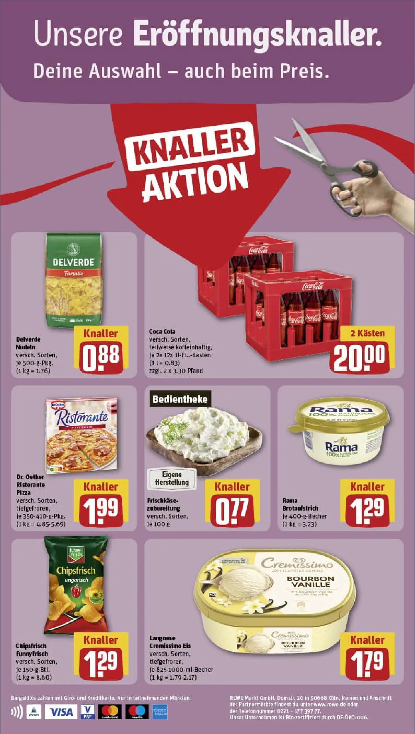 REWE Prospekt ab 13.10.2025 zum Blättern » Angebote | Seite: 4 | Produkte: Cola, Funny frisch, Chips, Eis