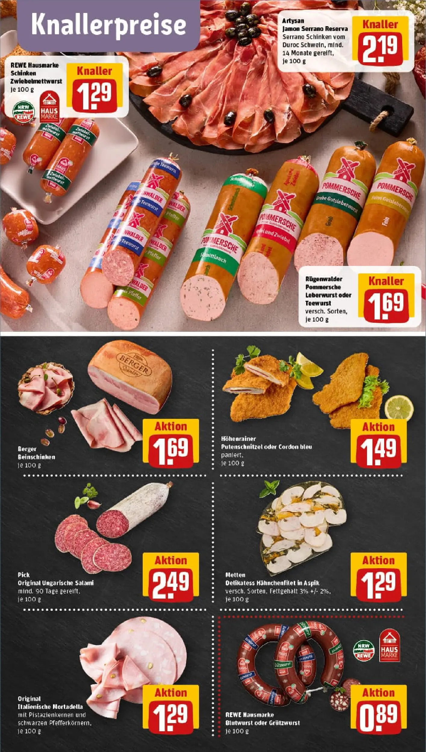 REWE Prospekt ab 13.10.2025 zum Blättern » Angebote | Seite: 8 | Produkte: Putenschnitzel, Pfeffer, Salami, Serrano schinken