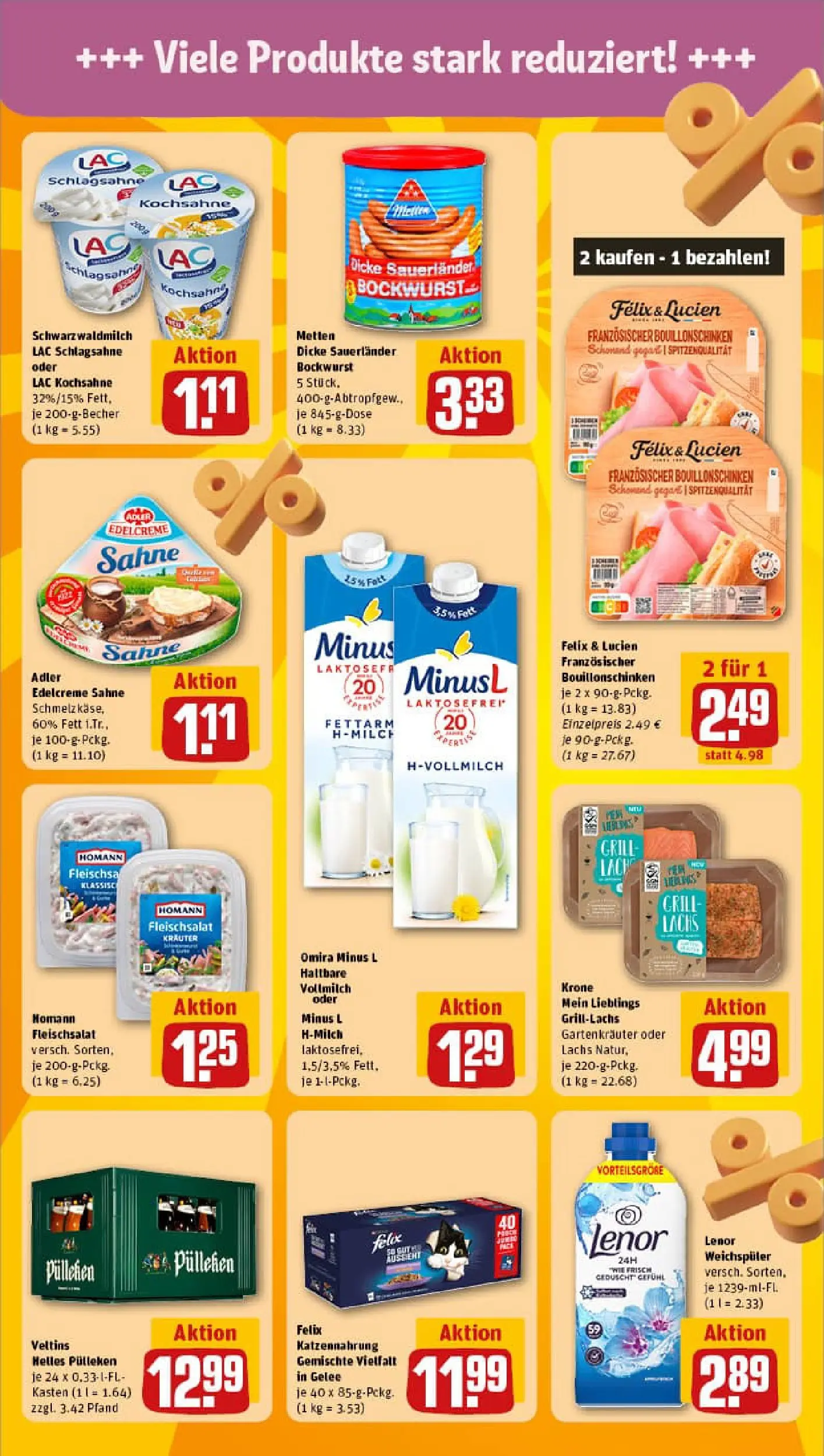 REWE Prospekt ab 13.10.2025 zum Blättern » Angebote | Seite: 17 | Produkte: Lenor, Dicke sauerlander bockwurst, Schlagsahne, Veltins