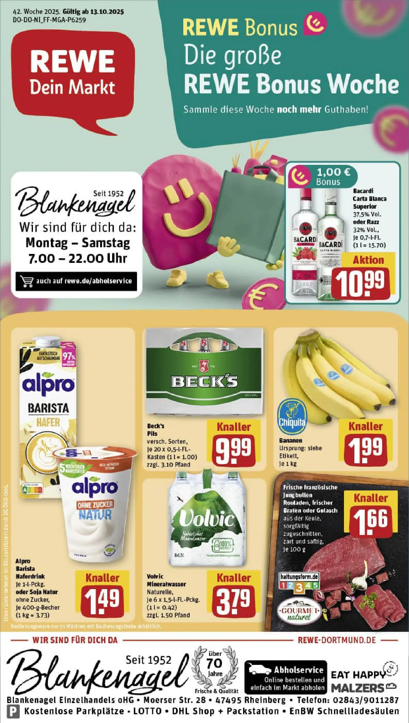 REWE Prospekt ab 13.10.2025 zum Blättern » Angebote | Seite: 2 | Produkte: Rum, Haferdrink, Alpro, Uhr