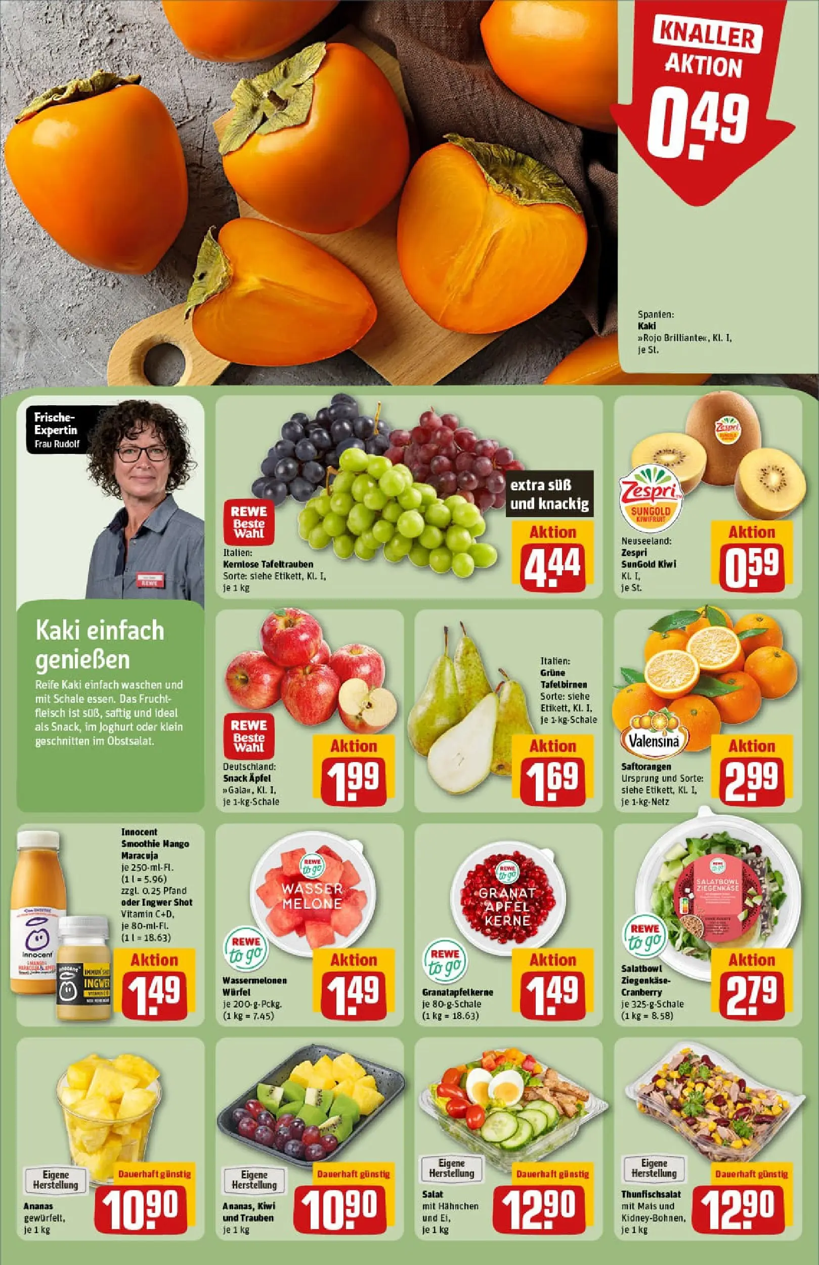 REWE Prospekt ab 13.10.2025 zum Blättern » Angebote | Seite: 6 | Produkte: Äpfel, Wasser, Fleisch, Salat