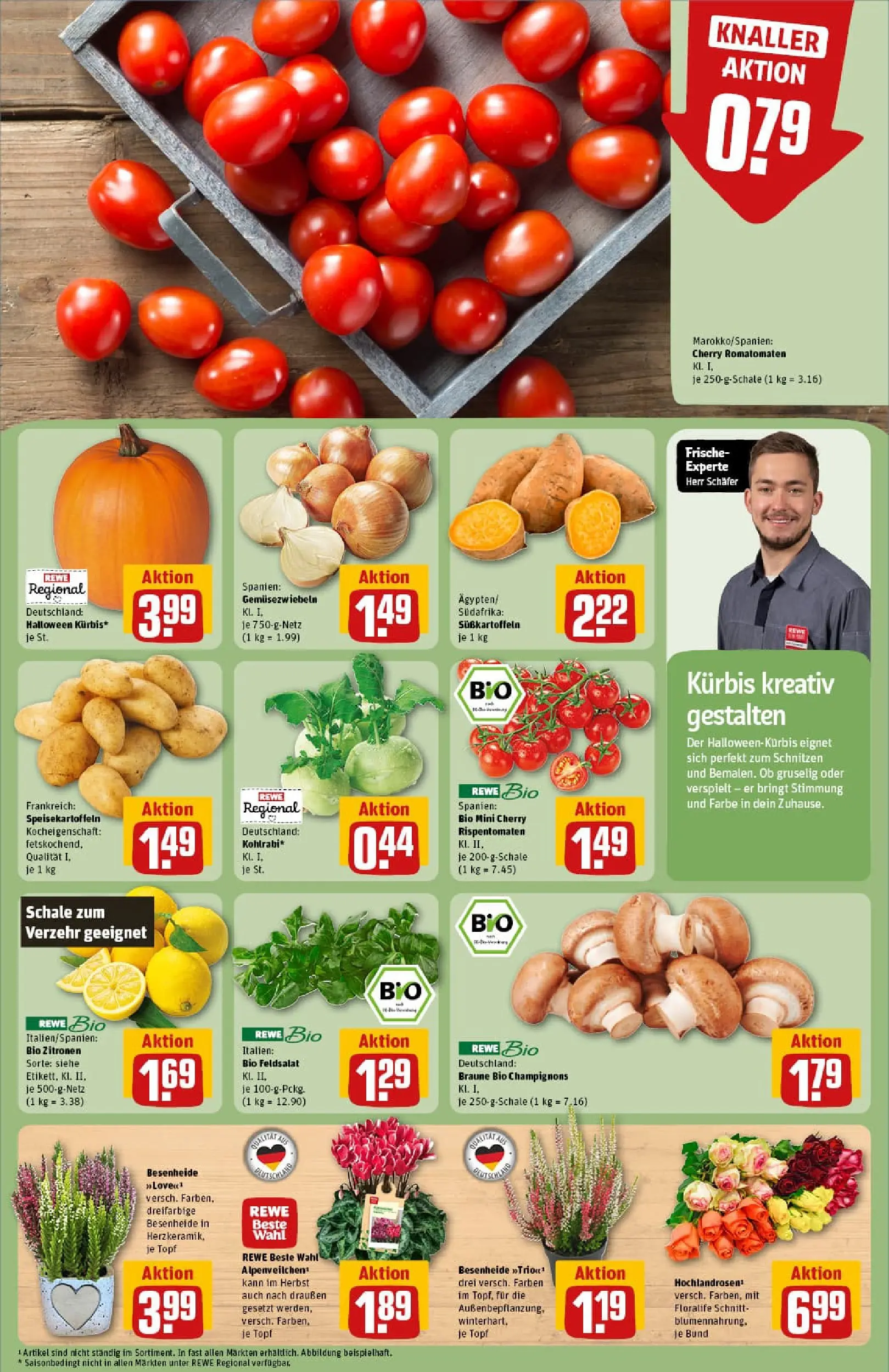 REWE Prospekt ab 13.10.2025 zum Blättern » Angebote | Seite: 7 | Produkte: Kohlrabi, Champignons, Kürbis, Zitronen