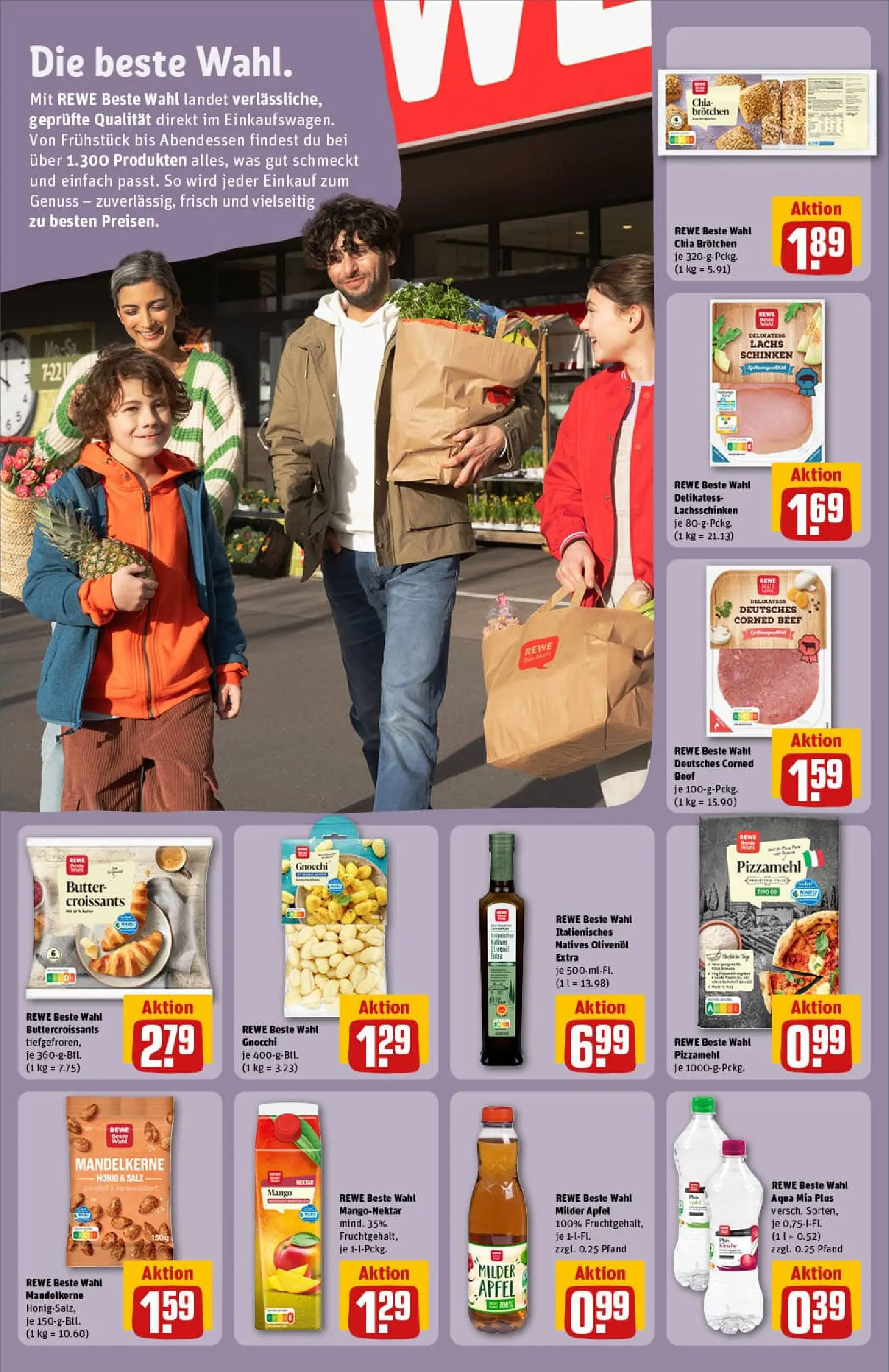 REWE Prospekt ab 13.10.2025 zum Blättern » Angebote | Seite: 14 | Produkte: Butter, Äpfel, Lachs, Mango