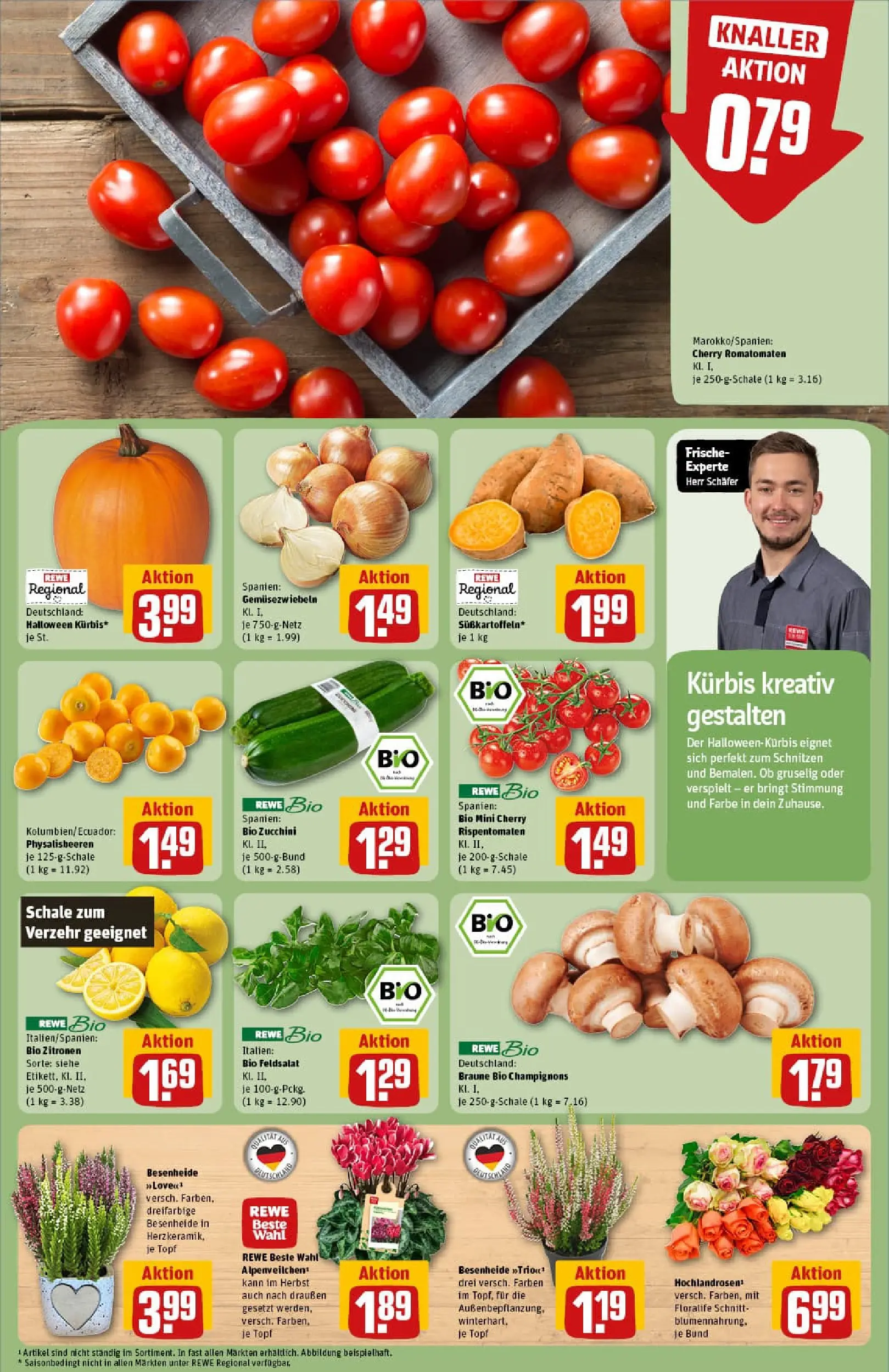 REWE Prospekt ab 13.10.2025 zum Blättern » Angebote | Seite: 7 | Produkte: Champignons, Kürbis, Zucchini, Zitronen