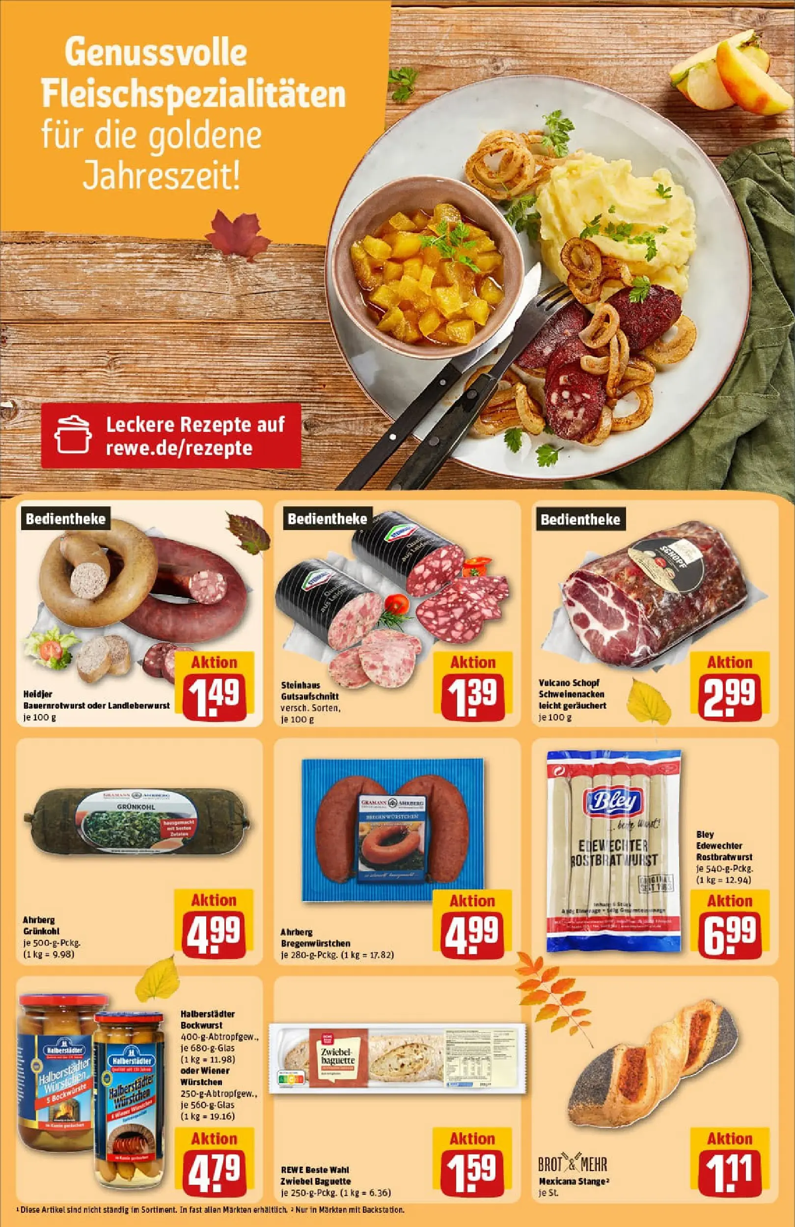 REWE Prospekt ab 13.10.2025 zum Blättern » Angebote | Seite: 23 | Produkte: Wiener wurstchen, Schweinenacken, Baguette, Wurst