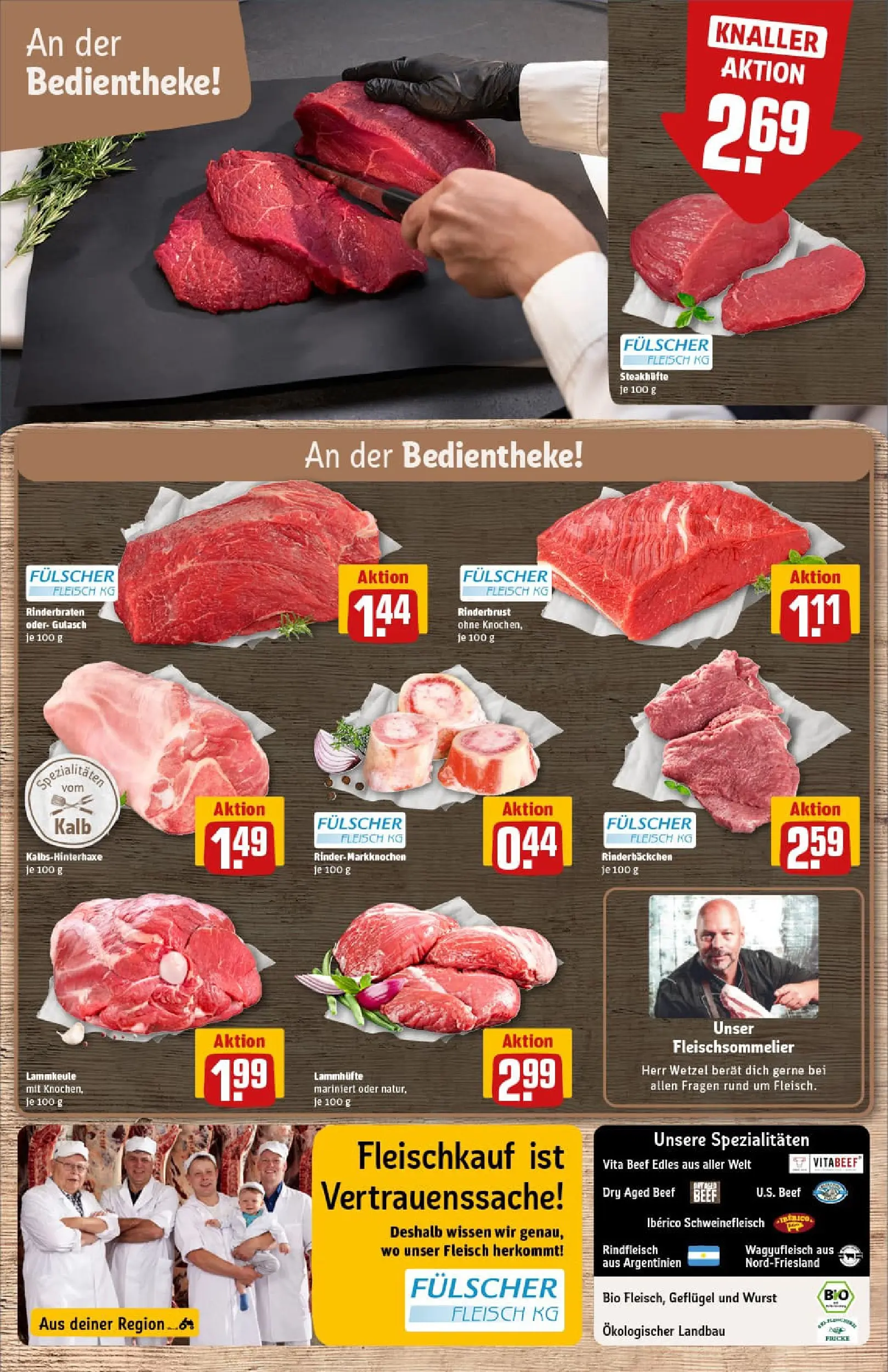 REWE Prospekt ab 13.10.2025 zum Blättern » Angebote | Seite: 8 | Produkte: Lammkeule, Wurst, Schweinefleisch, Steak