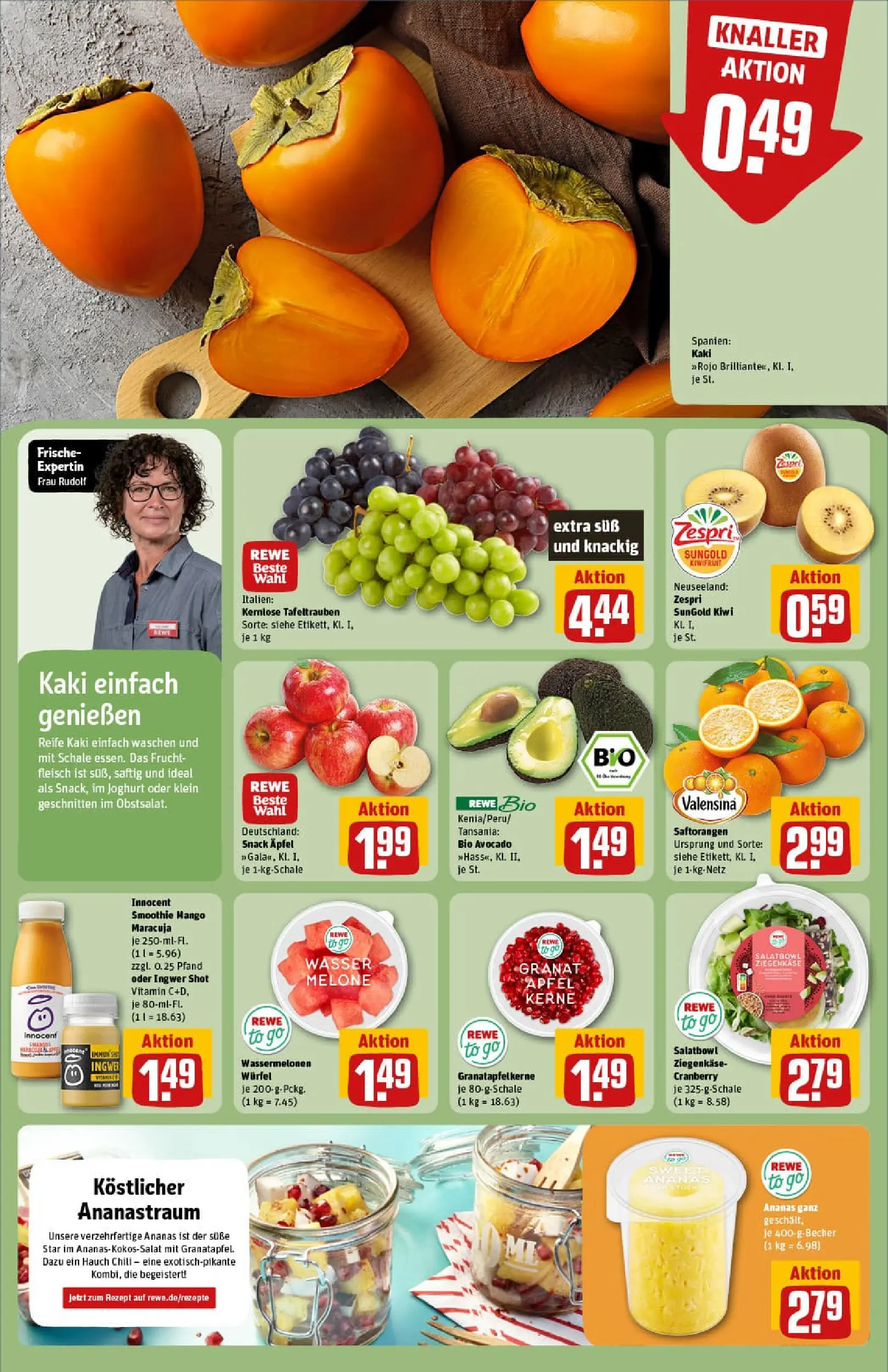 REWE Prospekt ab 13.10.2025 zum Blättern » Angebote | Seite: 6 | Produkte: Ananas, Valensina, Chili, Fleisch