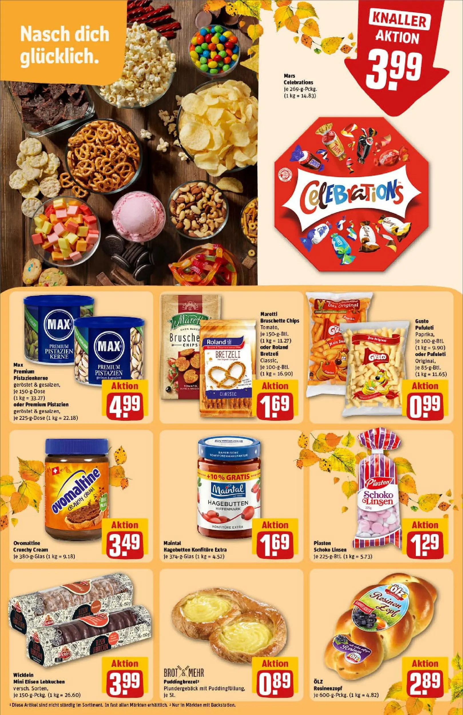 REWE Prospekt ab 13.10.2025 zum Blättern » Angebote | Seite: 20 | Produkte: Pistazien, Celebrations, Mars, Rosinen