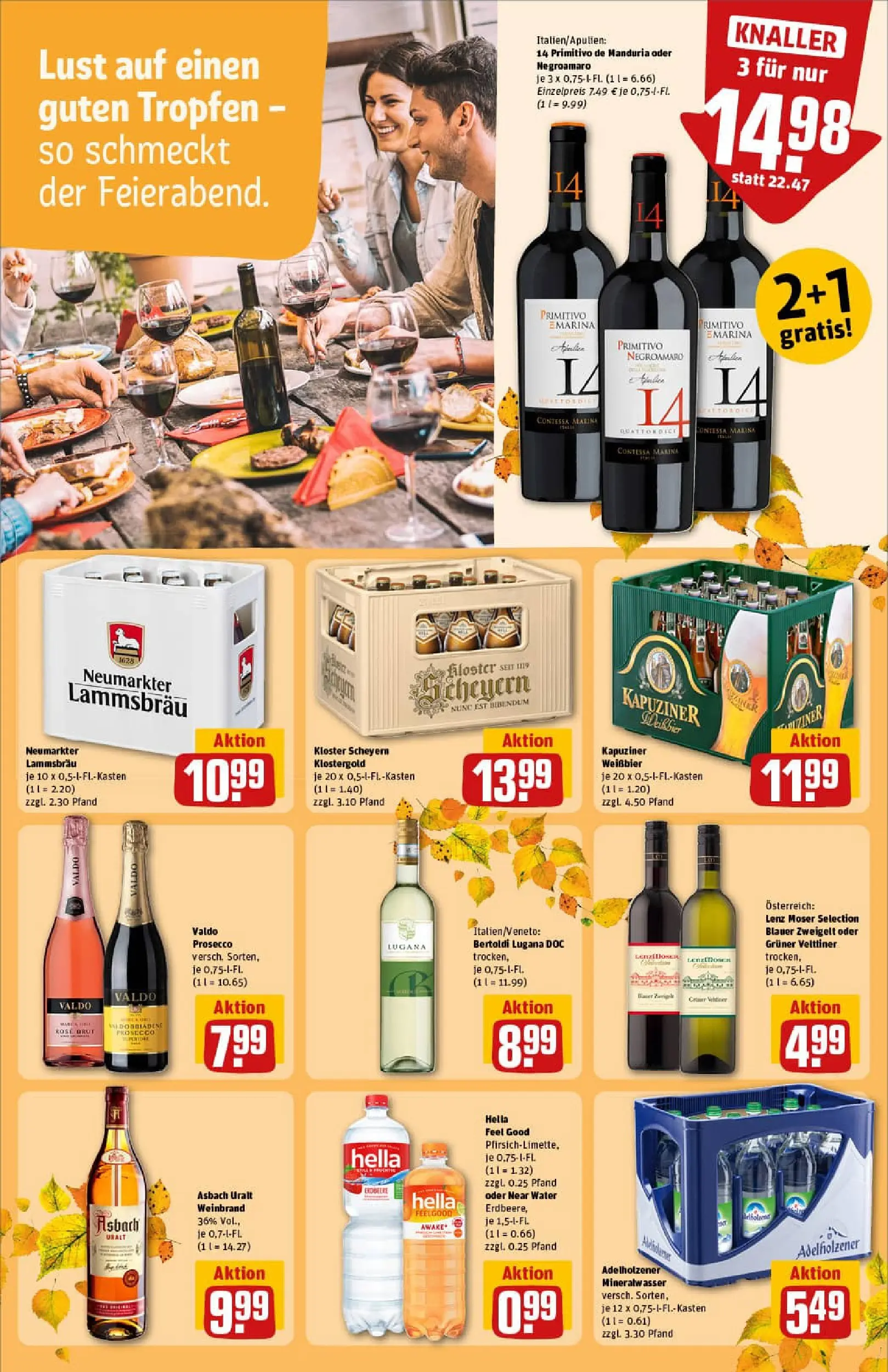 REWE Prospekt ab 13.10.2025 zum Blättern » Angebote | Seite: 21 | Produkte: Weißbier, Mineralwasser, Prosecco, Asbach