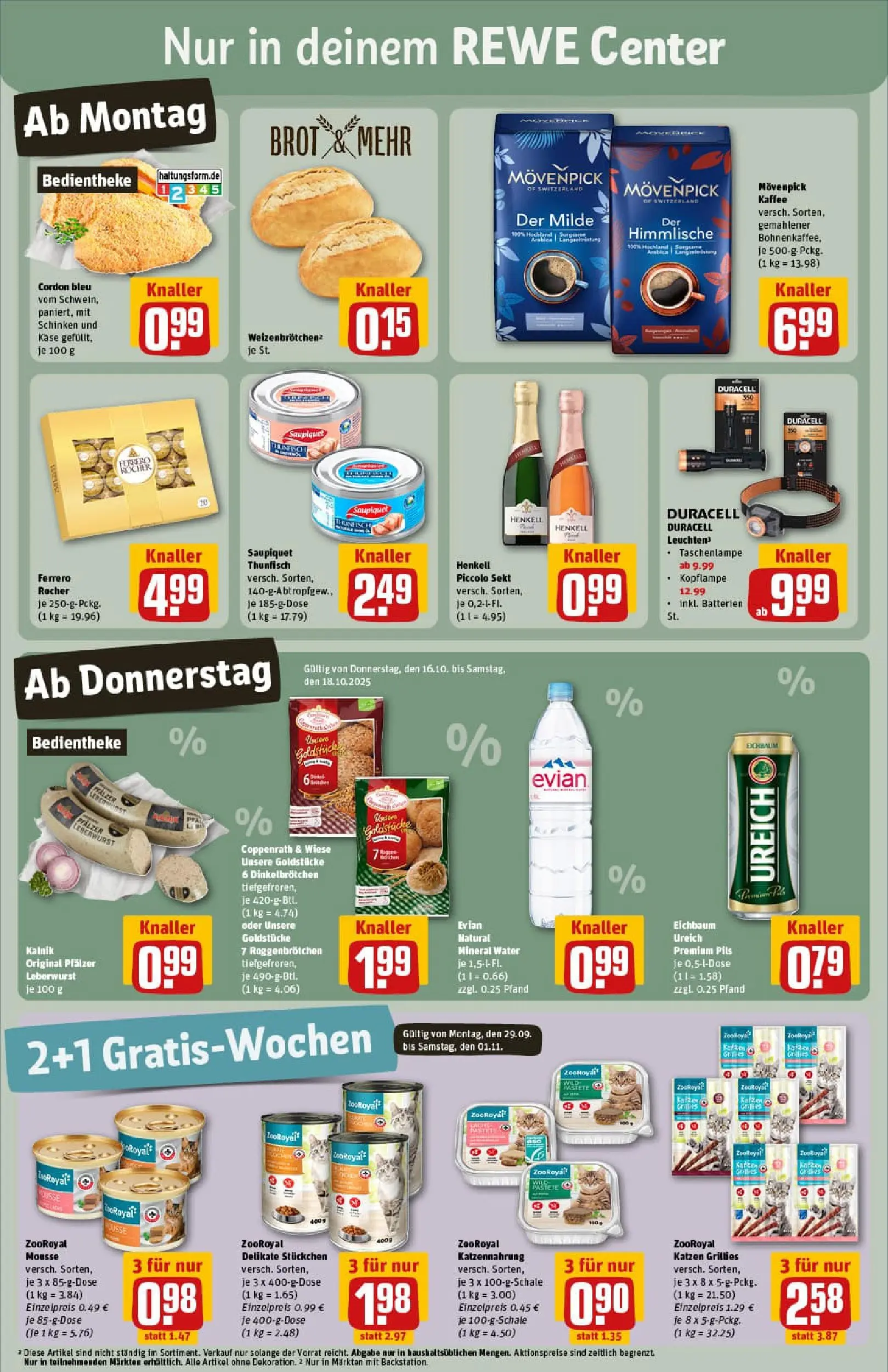 REWE Prospekt ab 13.10.2025 zum Blättern » Angebote | Seite: 3 | Produkte: Ferrero rocher, Movenpick kaffee, Brot, Schinken