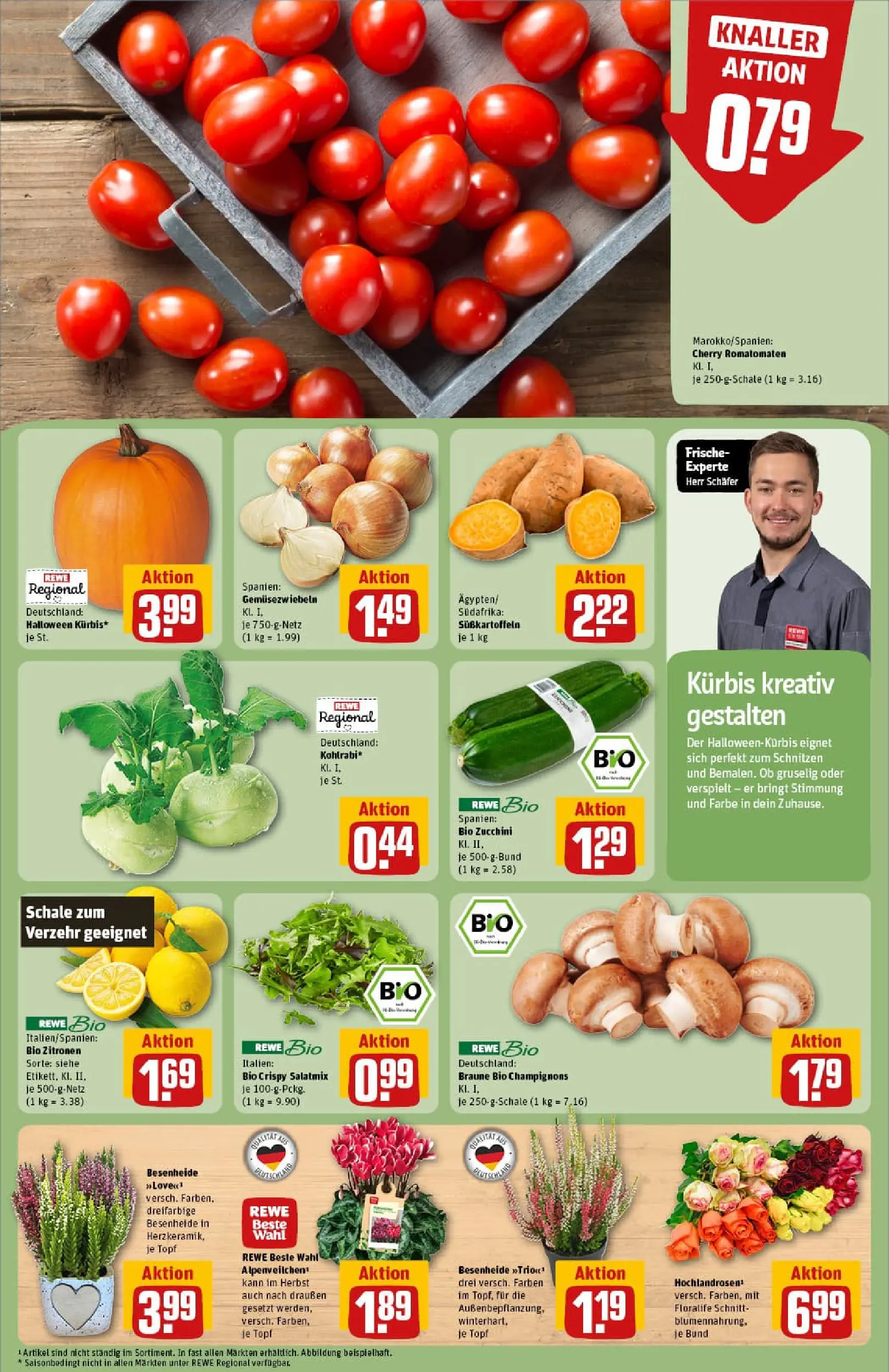 REWE Prospekt ab 13.10.2025 zum Blättern » Angebote | Seite: 7 | Produkte: Champignons, Kürbis, Zucchini, Zitronen